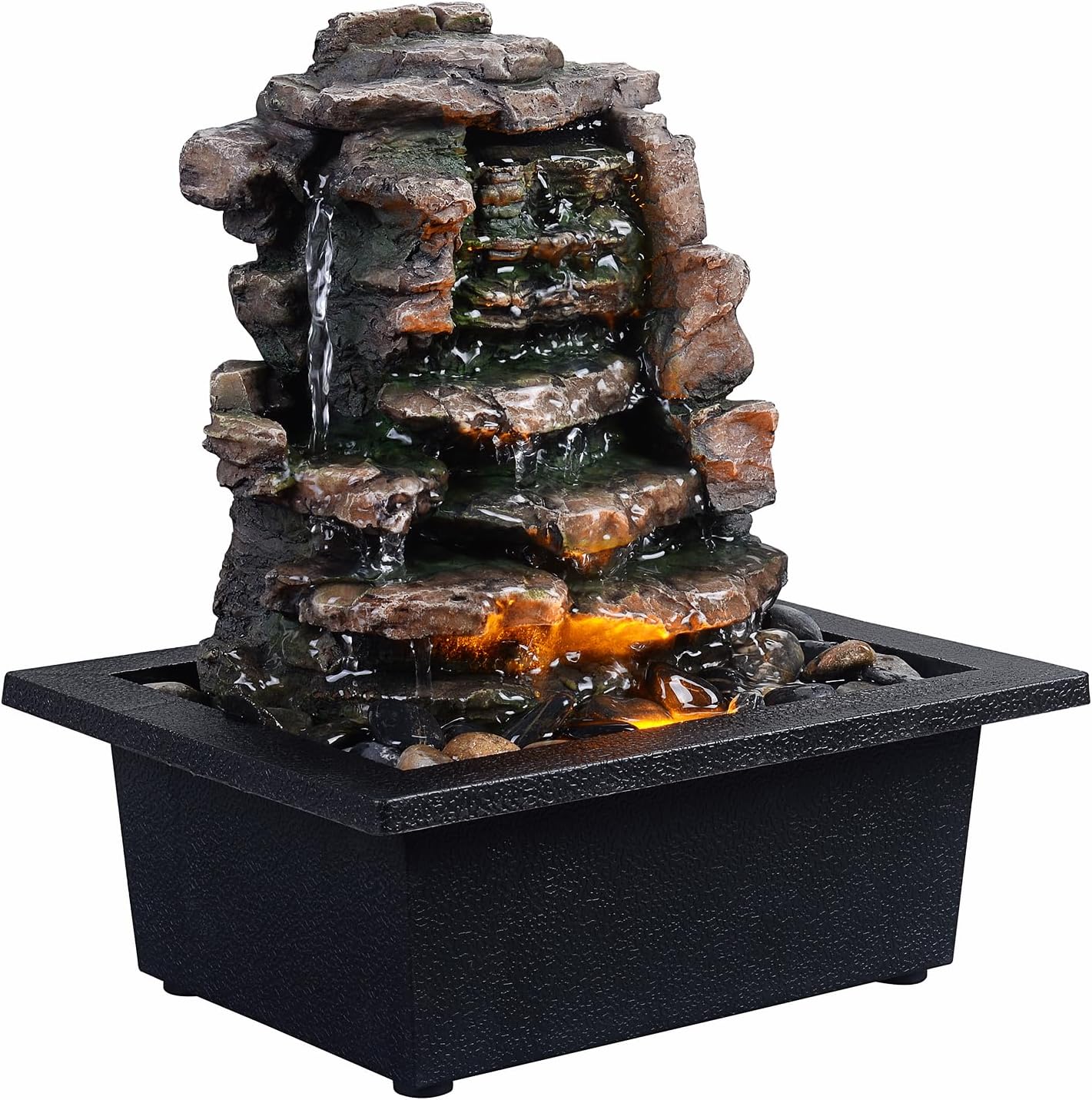 GOSSI Indoor Waterfall Fountain with LED Lights