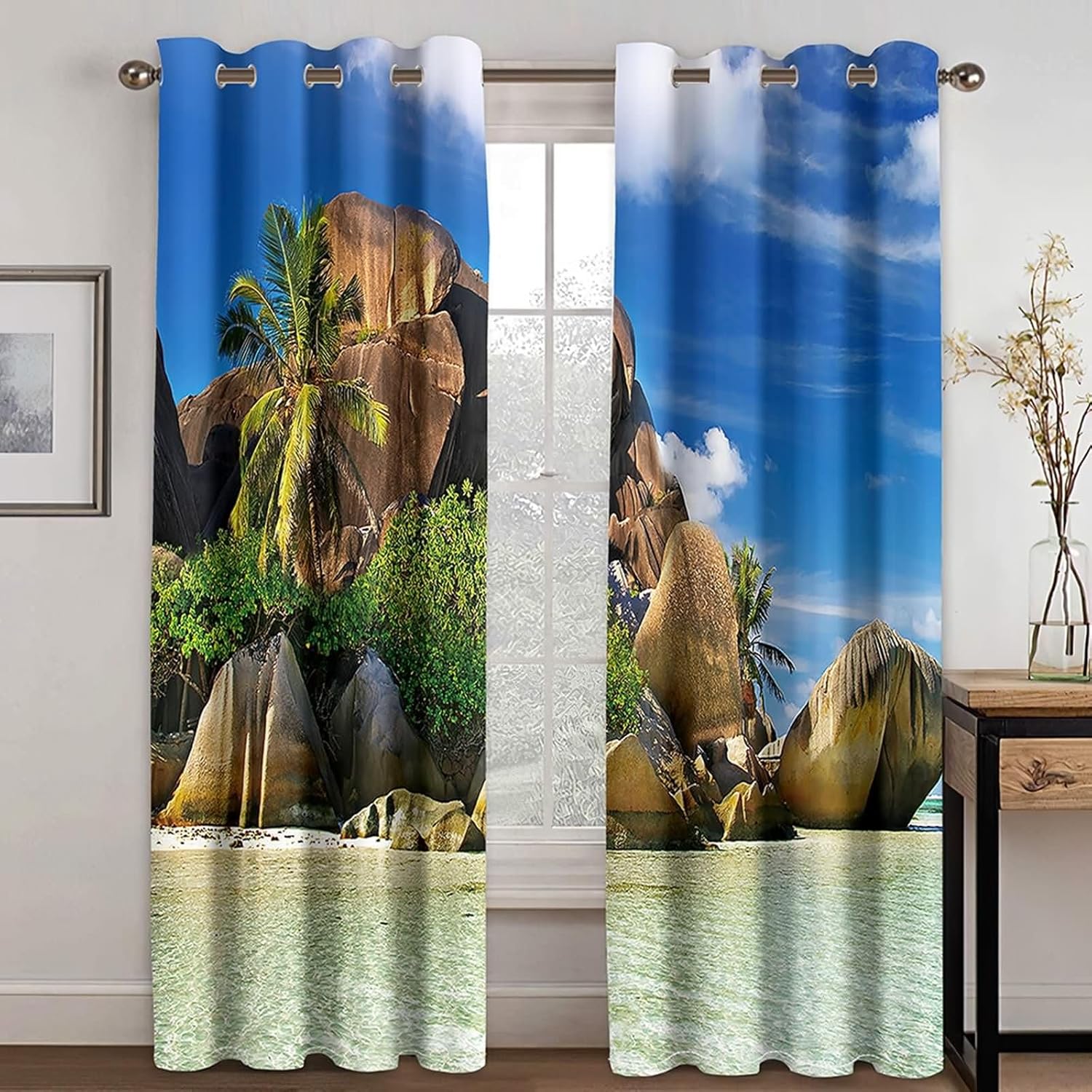 Homxi Curtain Blackout 2 Panels Living Room Set