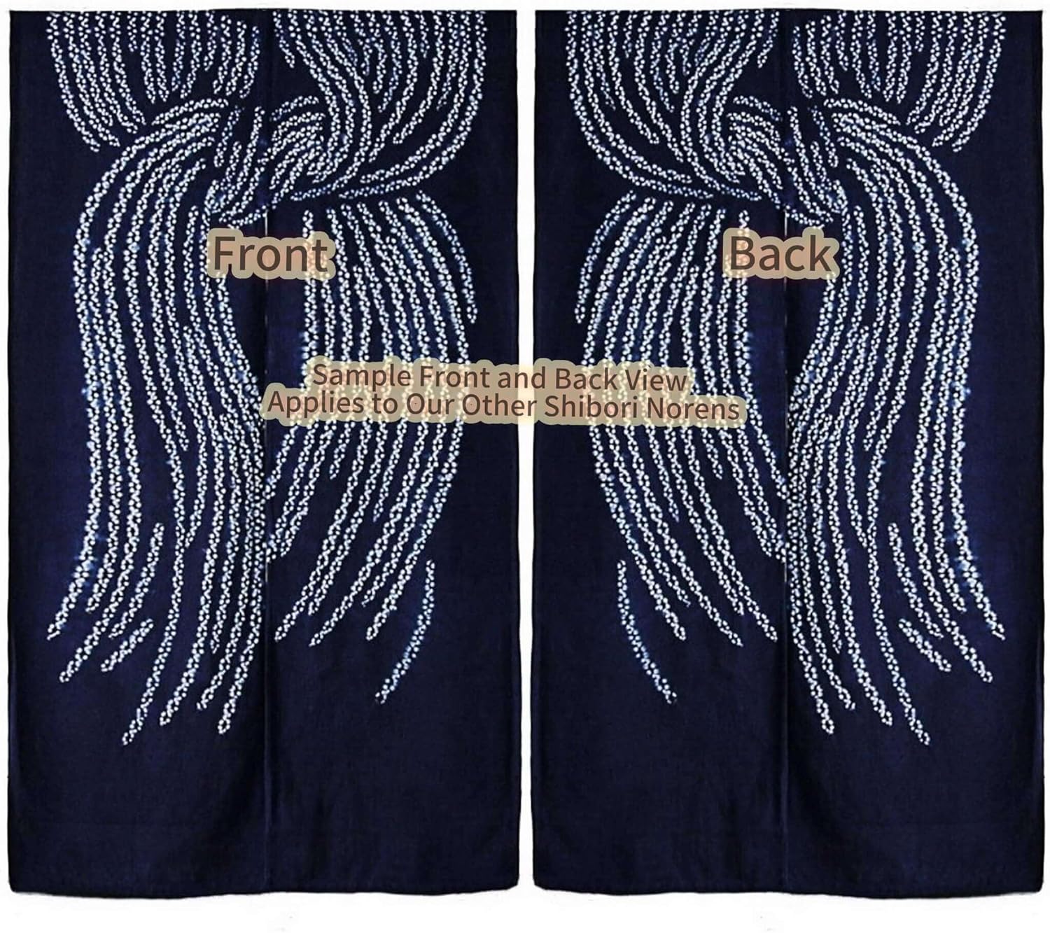 Hand Dyed Japanese Noren Curtain - Lucky Knot Indigo 335x59in