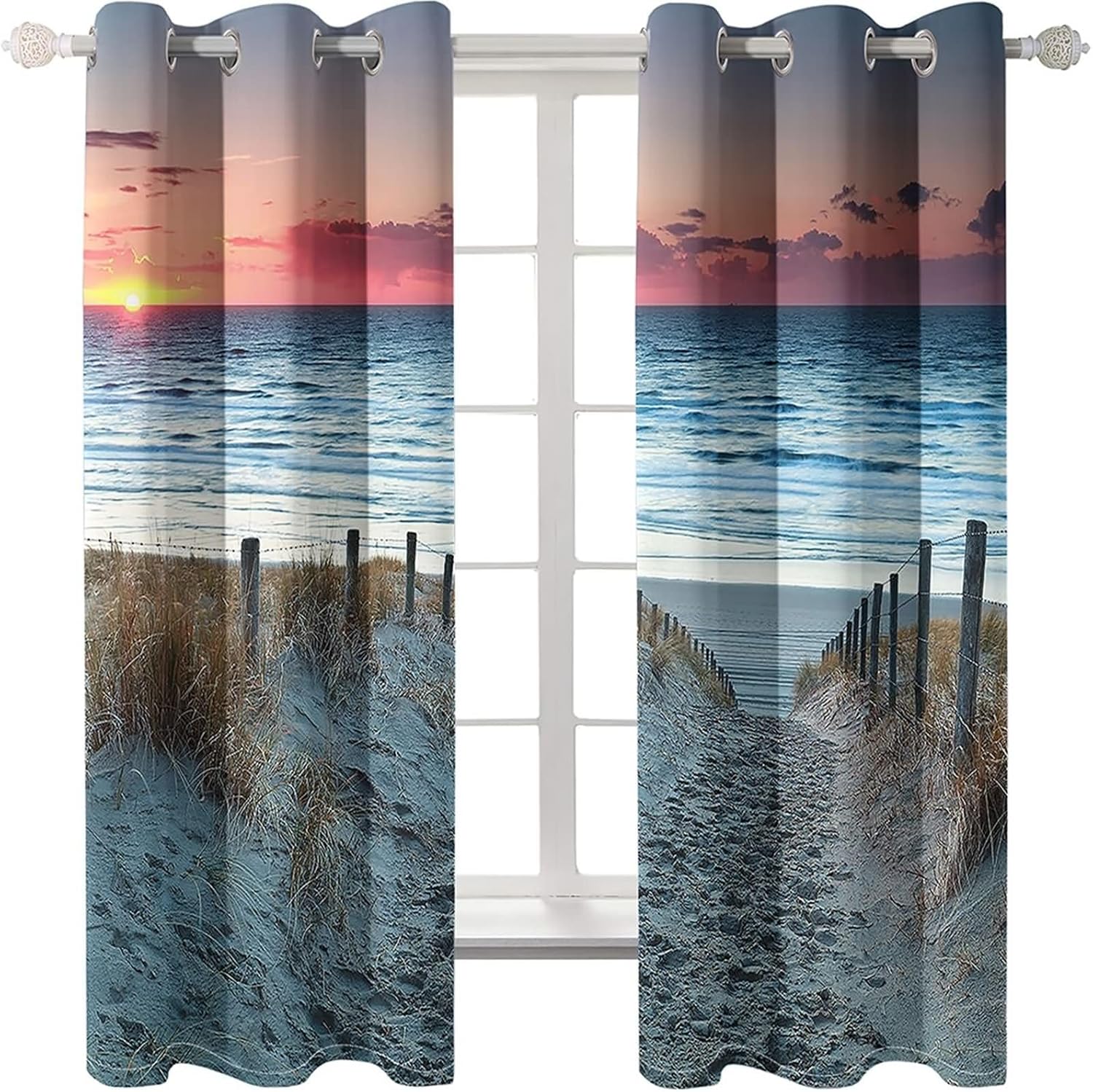 Homxi Kitchen Curtains Set of 2 with Grommet Design
