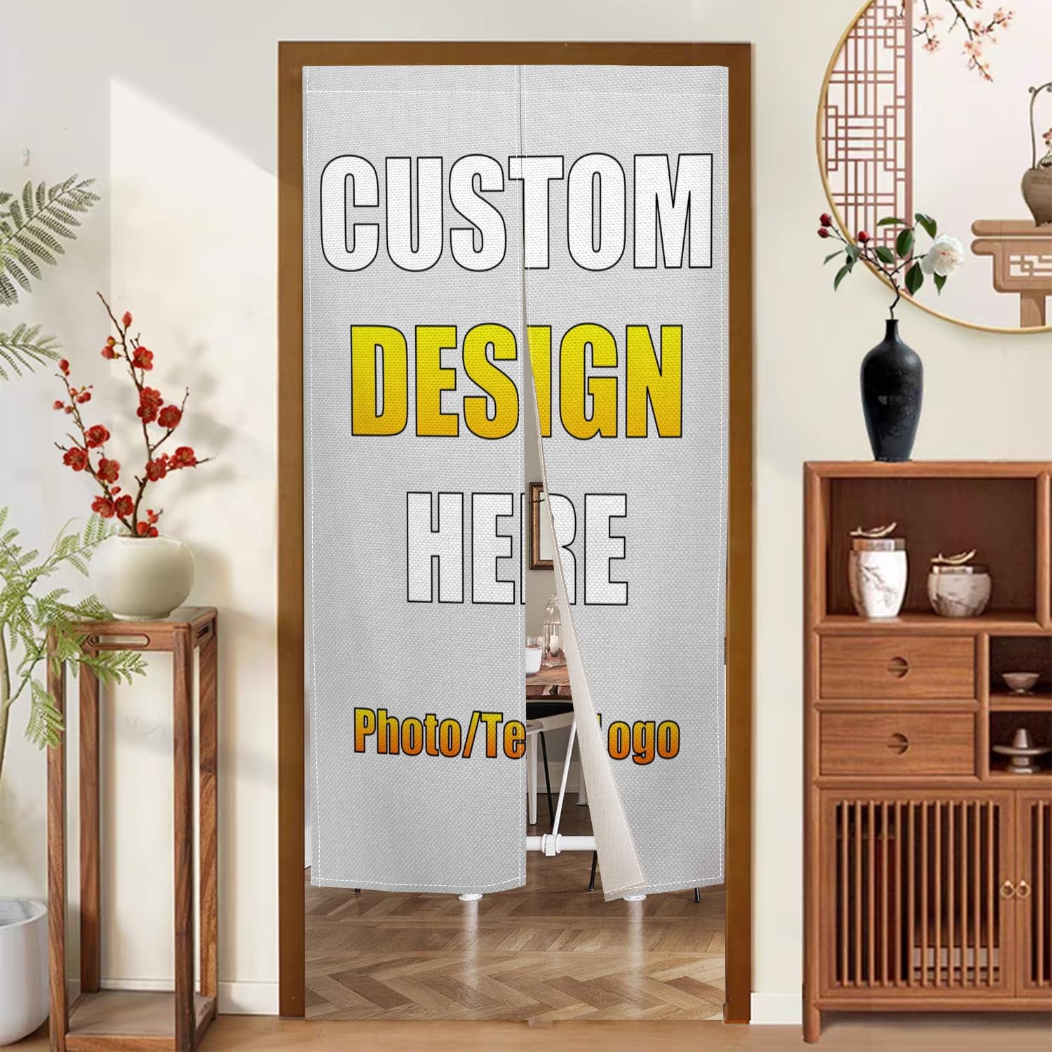 Custom Noren Door Curtain with Photo Text Logo 335 x 472
