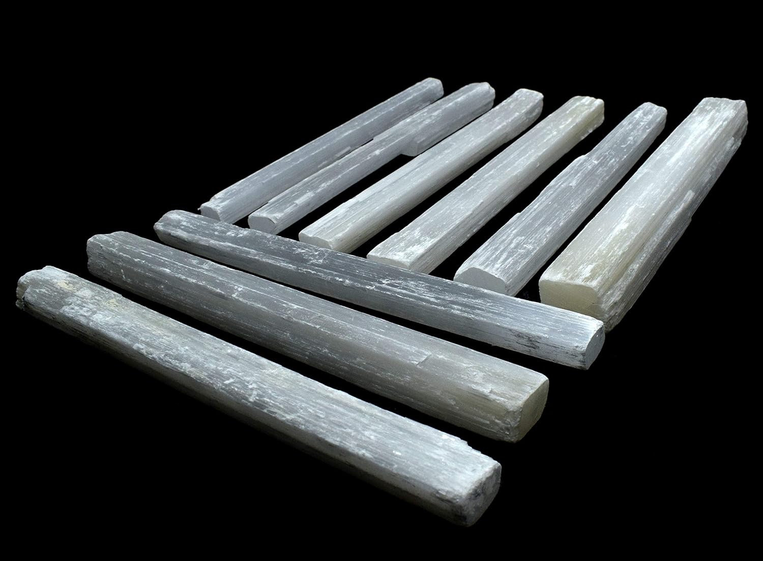 8 White Selenite Sticks Natural Sparkling Crystal Mineral Rough Points - 5PCS Morocco