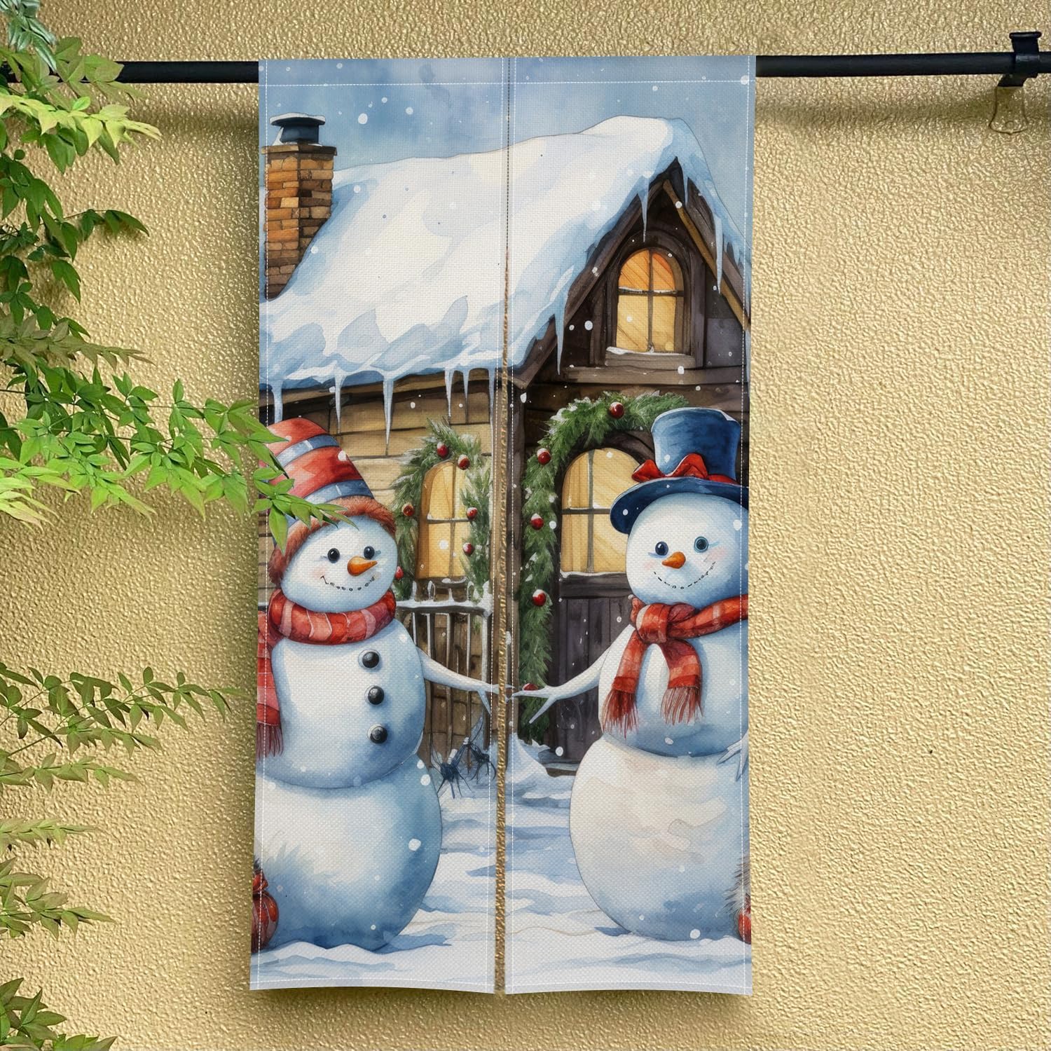 ChloropLastid Snowman Noren Door Curtain 34x60 Inch