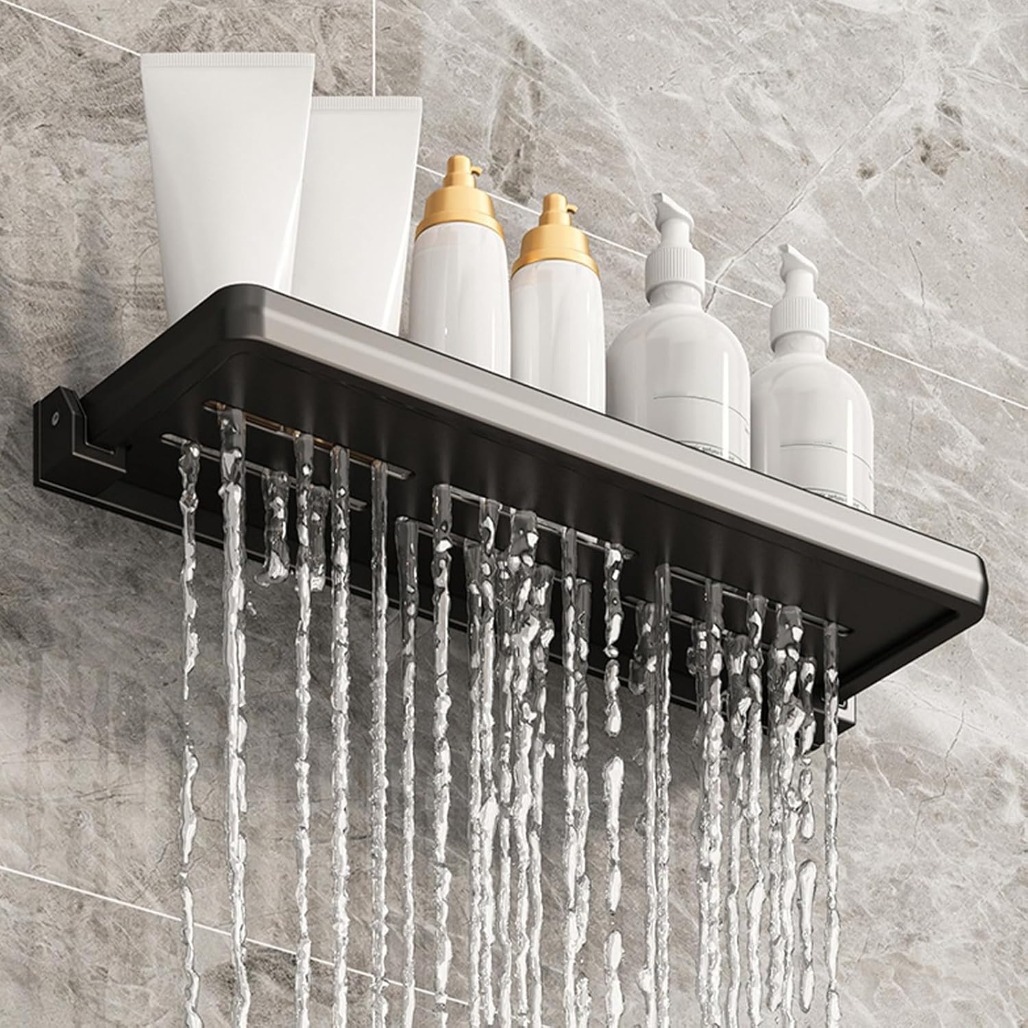 2 Pack Dark Gray Aluminum Foldable Wall Mounted Floating Shelves Set