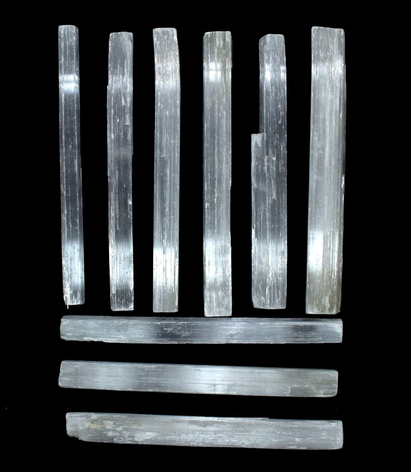 8 White Selenite Sticks Natural Sparkling Crystal Mineral Rough Points - 5PCS Morocco