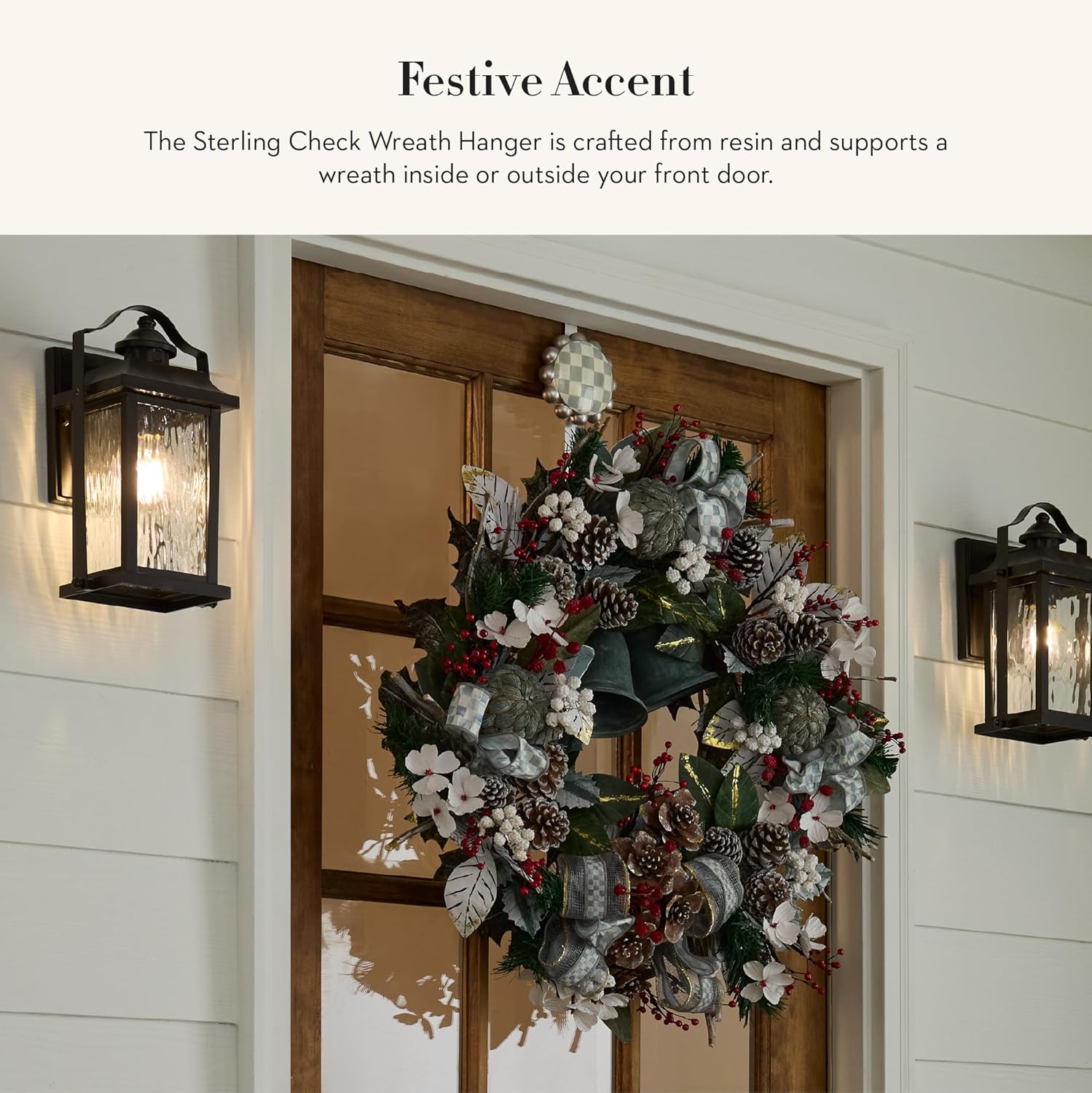 Mackenzie-Childs Wreath Hanger Gray White Check