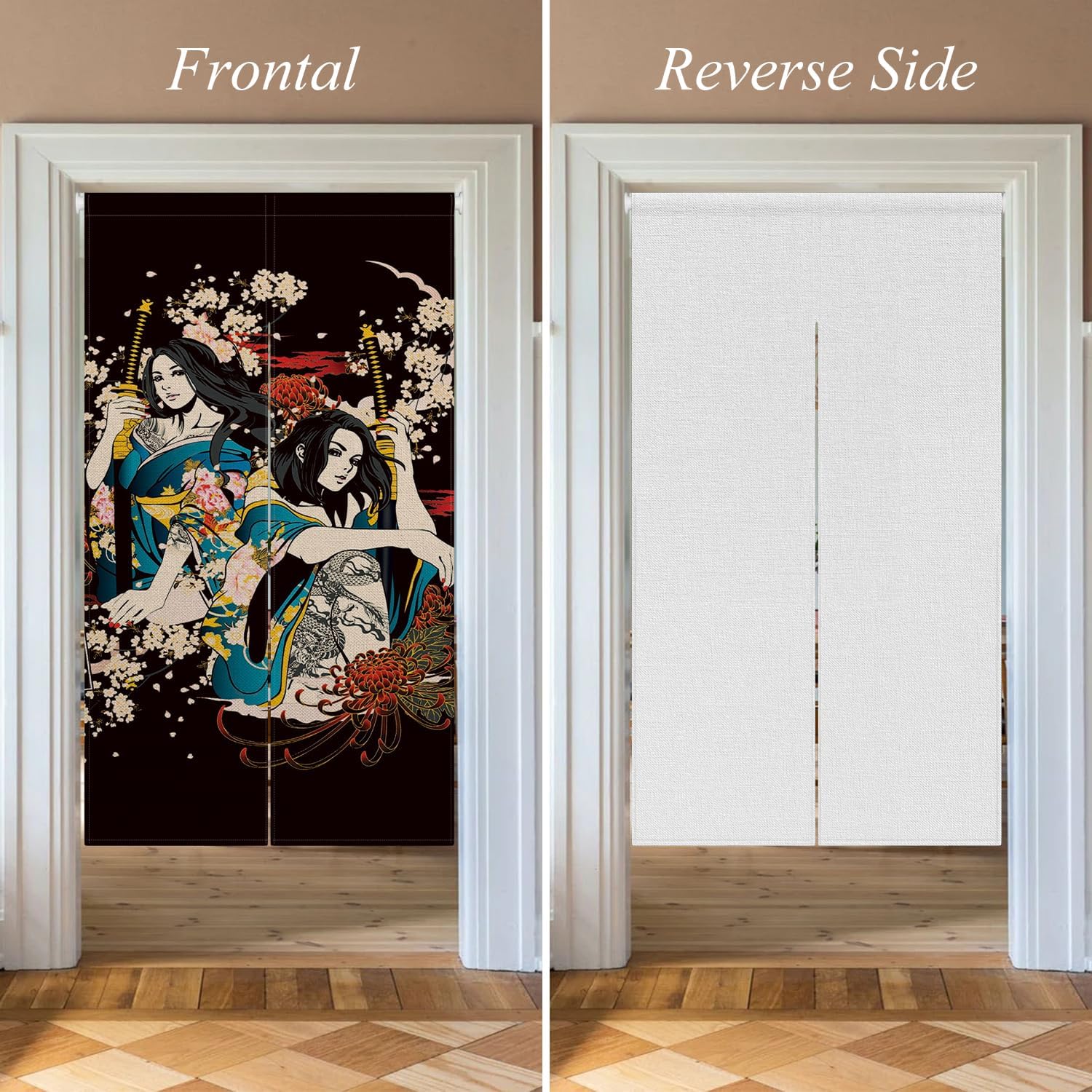 Japanese Style Door Curtain with Ukiyoe Pattern