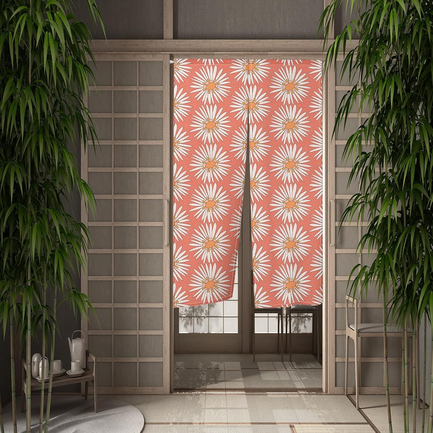 Japanese Noren Door Curtain 34x60 Pink Flower Petals