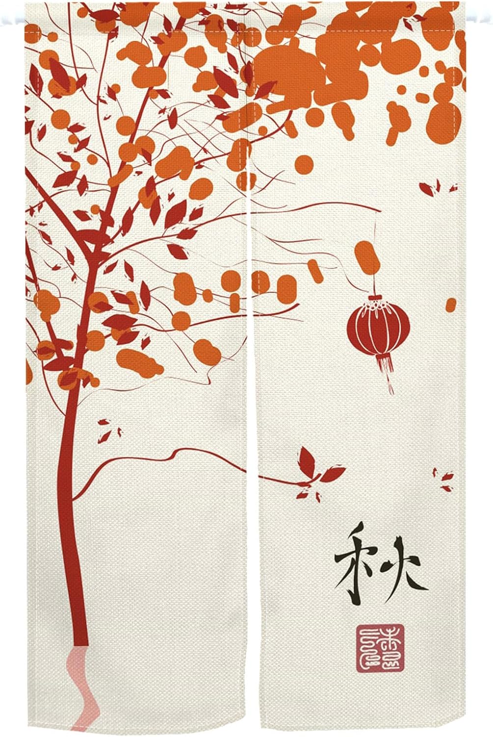 Japanese Noren Door Curtain with Fall Leaves Design