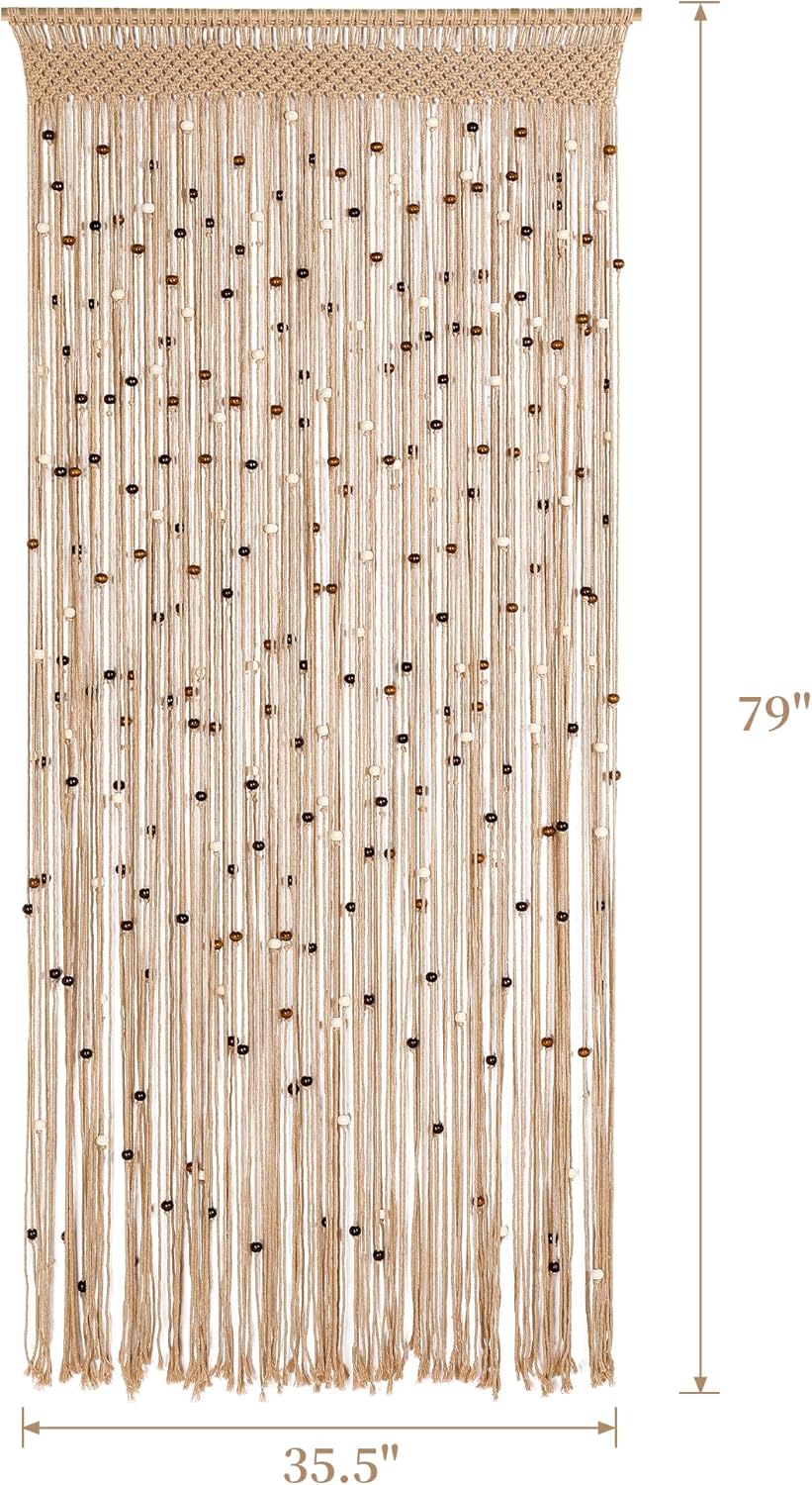 BECHAEO Boho Macrame Beaded Curtain for Doorway and Window