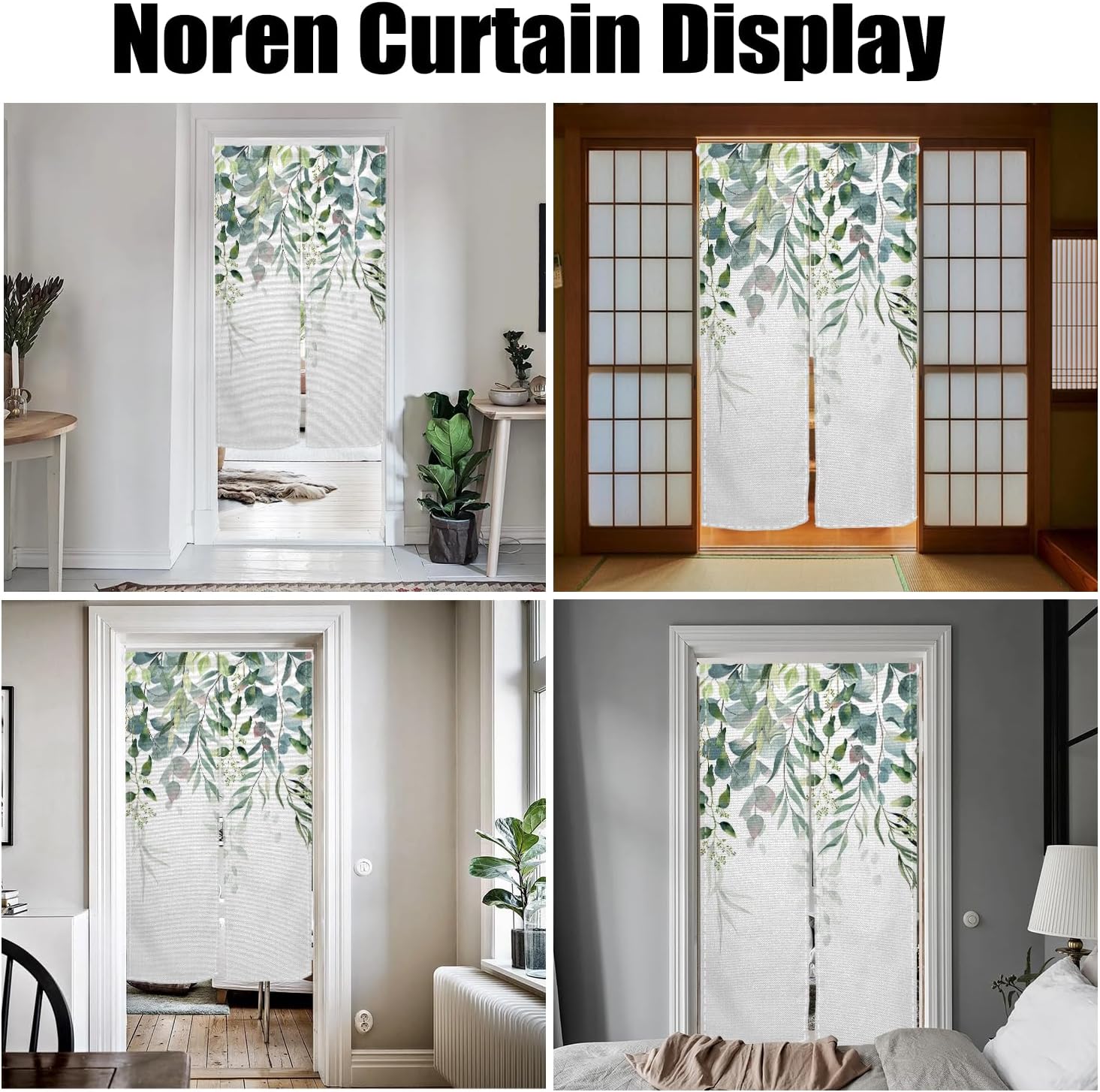 Japanese Noren Door Curtain Green Plants Print 335x709