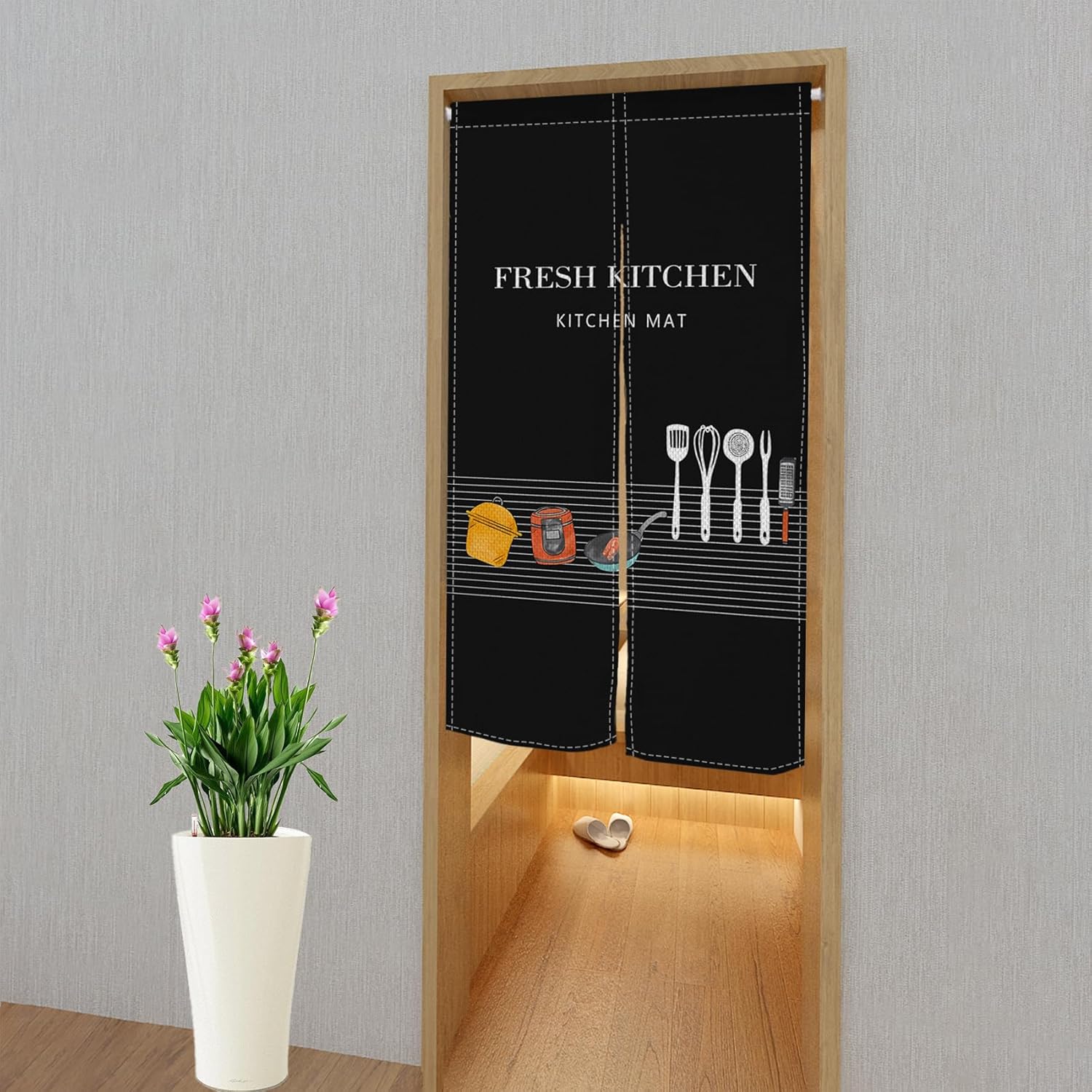 Leowefowa Japanese Doorway Curtain Noren Kitchen Privacy Panel