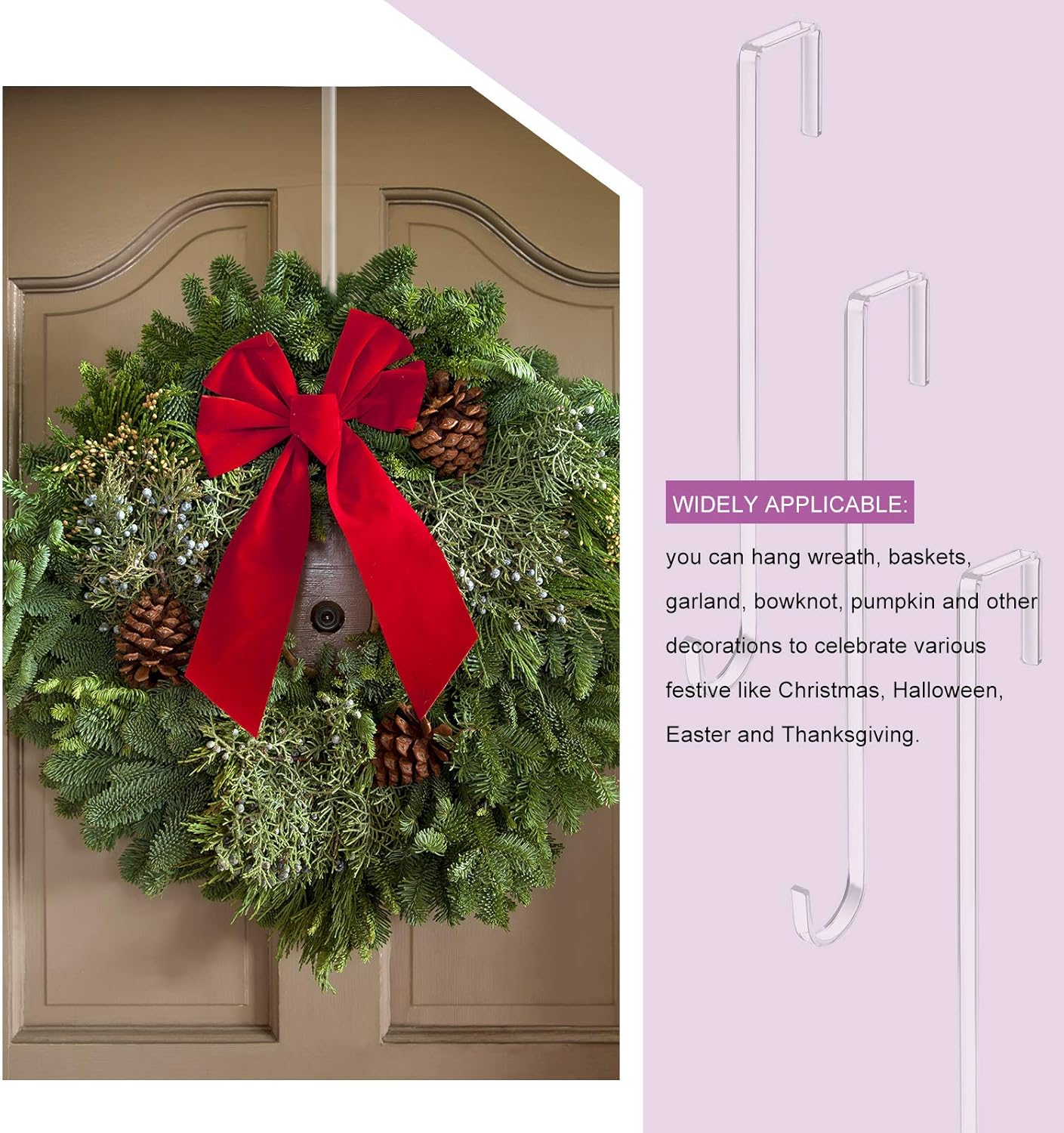 Ripeng 2pcs 12 Inch Plastic Wreath Hanger for Front Door