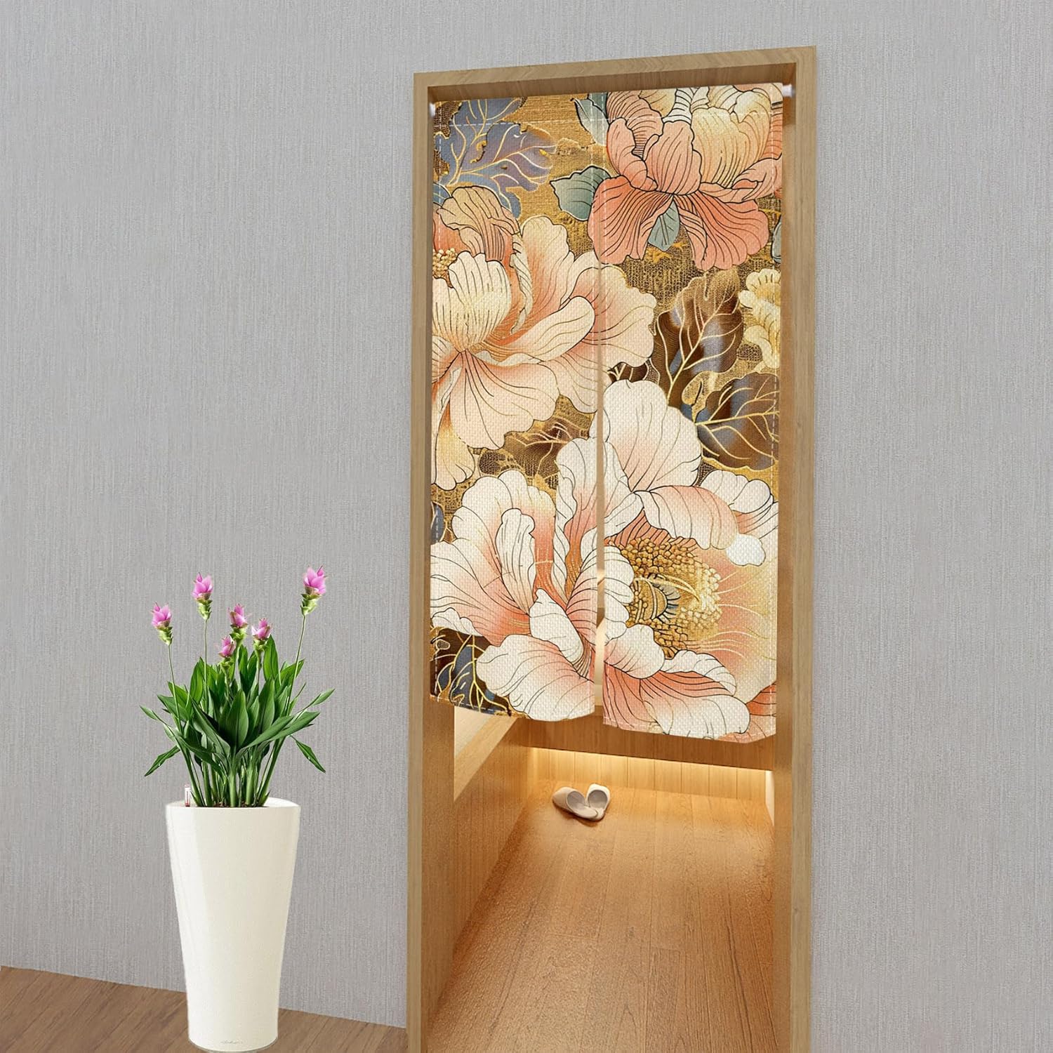 Chinese Style Blooming Flowers Curtain Noren Door Divider