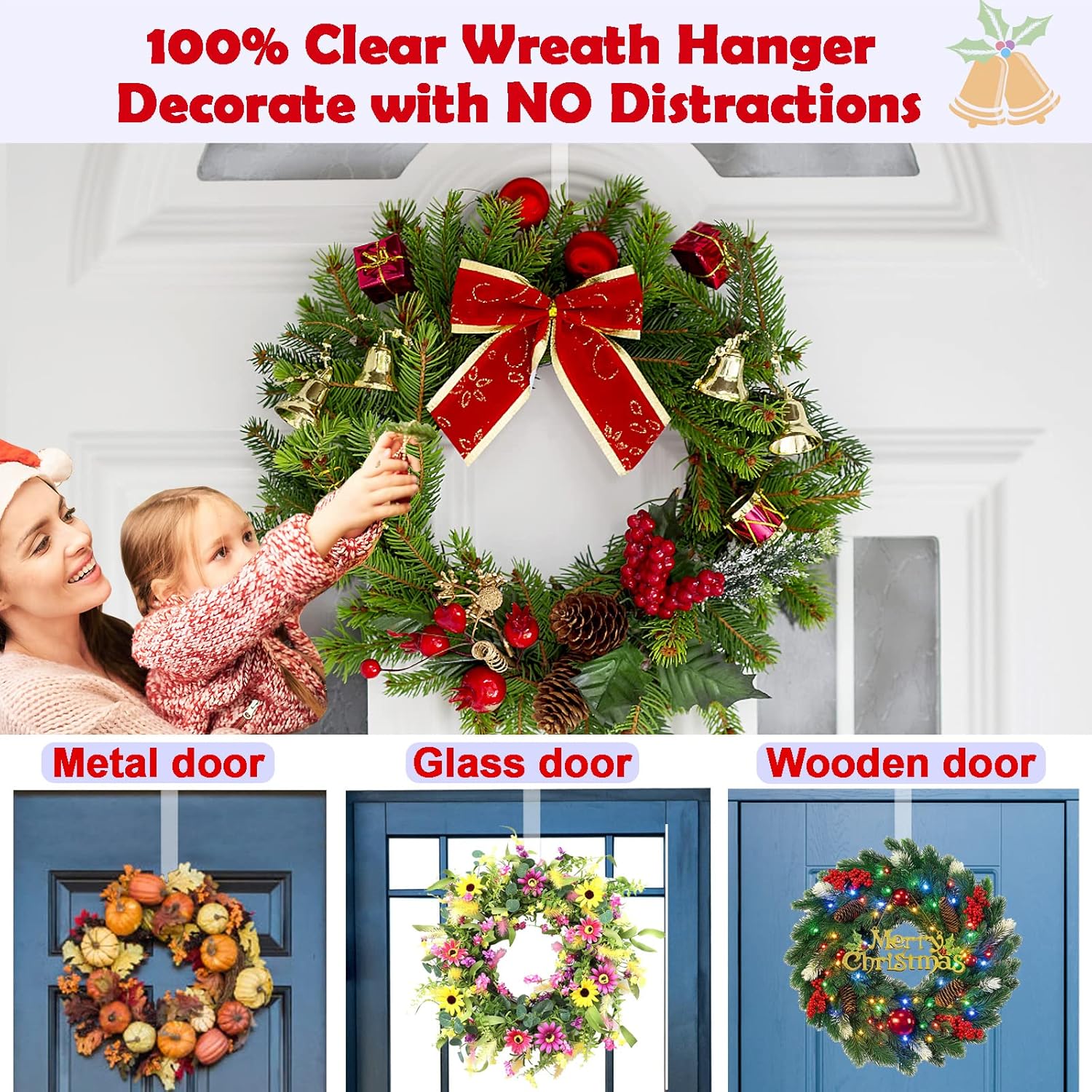 15 Inch Wreath Hangers 2 Pack for Front Door