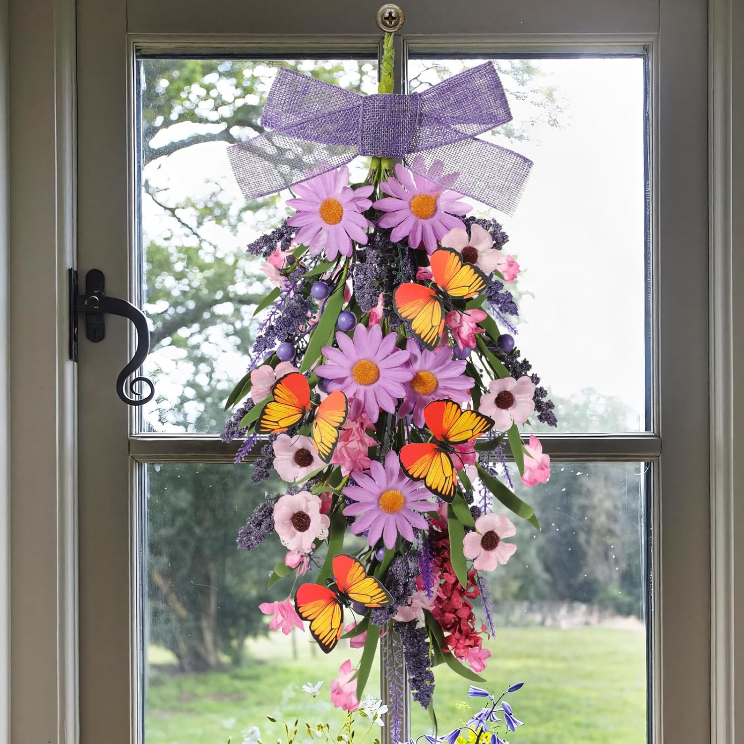 GLOMAXLY Purple Lavender Wreath Swag Decor 2PCS
