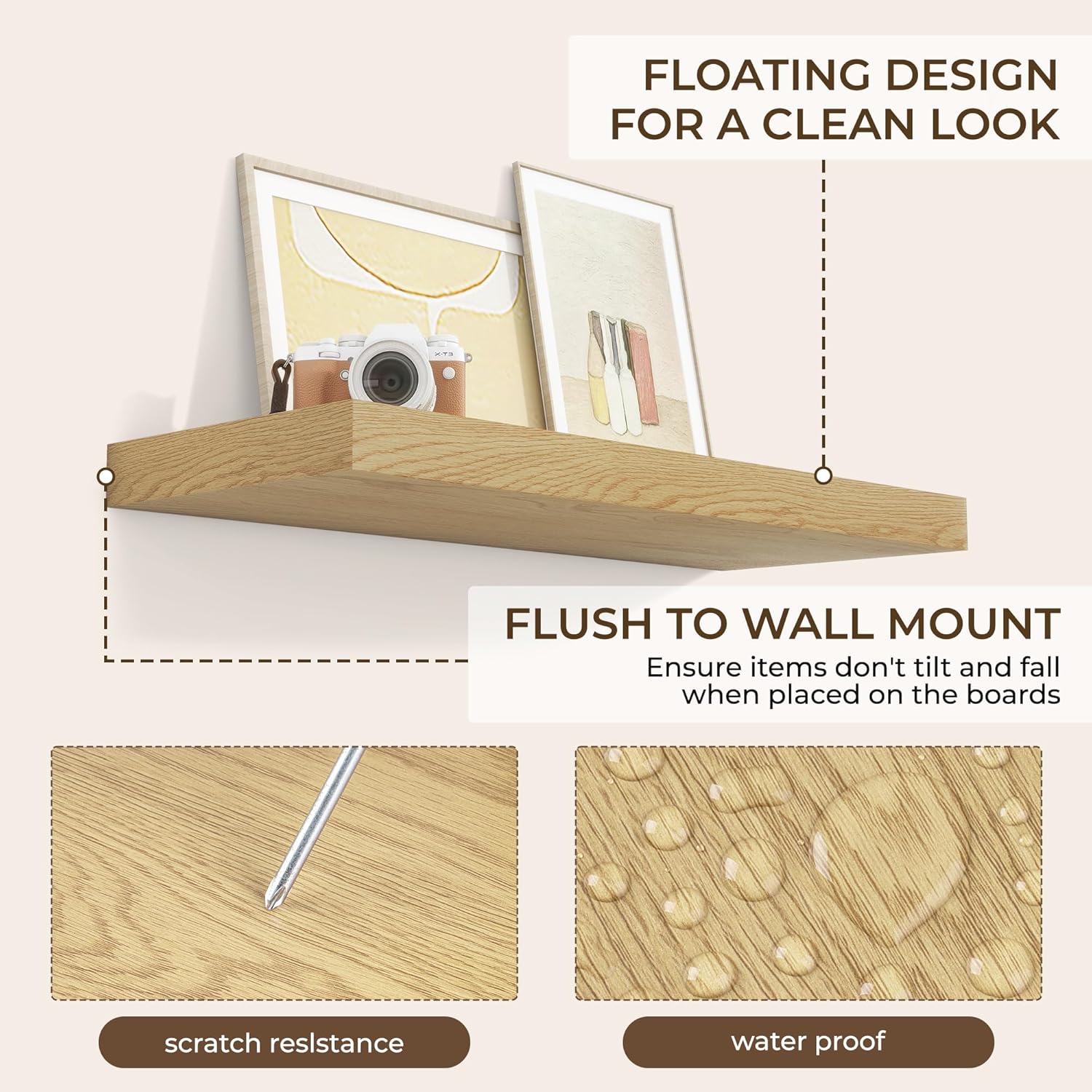 RICHFOCUS 36 Inch Floating Shelves Set of 2