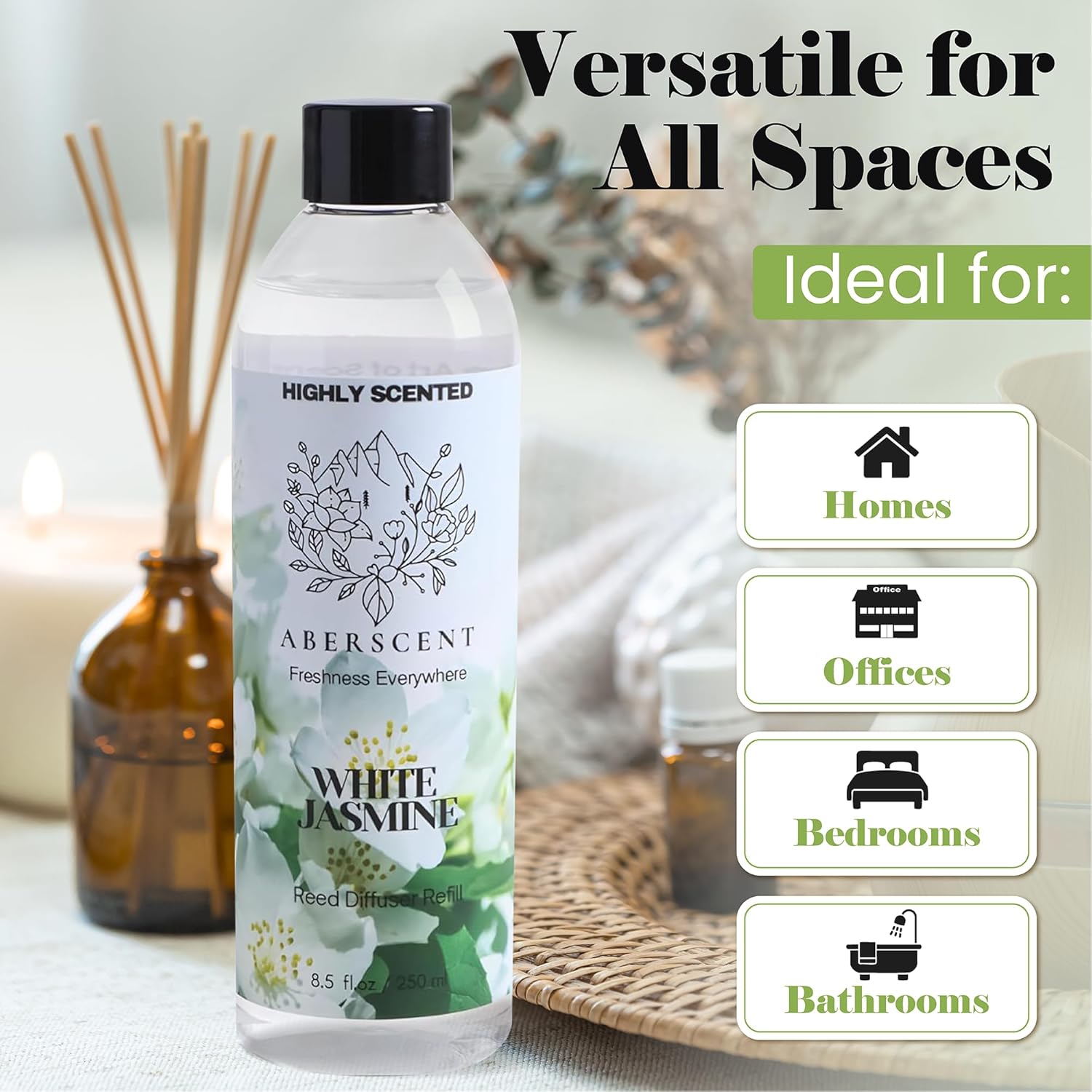 White Jasmine Premium Reed Diffuser Oil Refill 85 Fl Oz