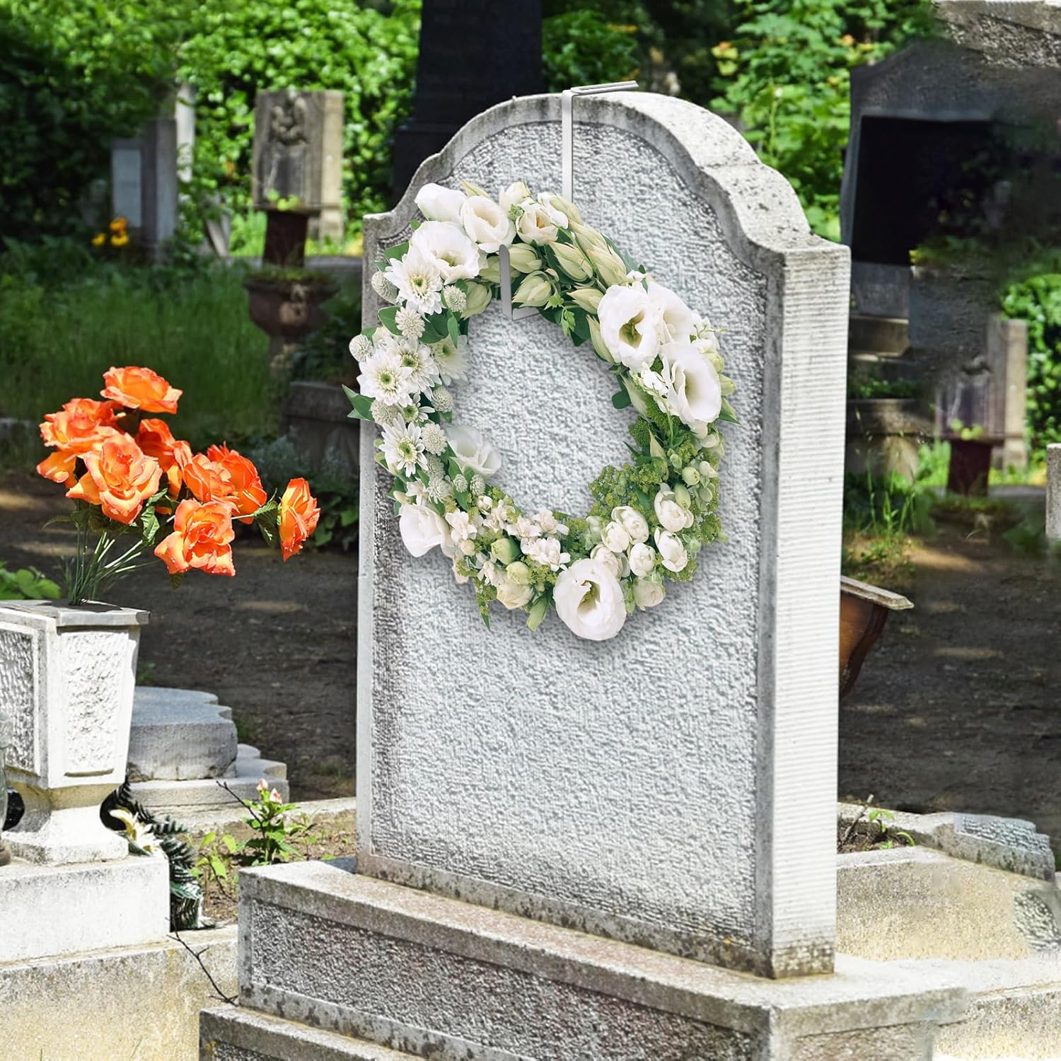 2Pcs Adjustable Christmas Wreath Hanger for Tombstones