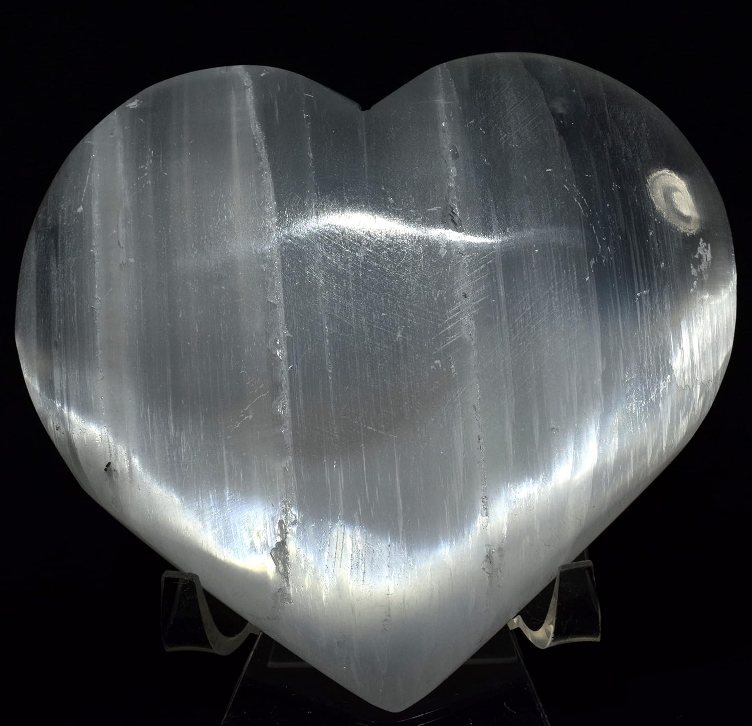 44 Inch Selenite Puffy Heart with Acrylic Stand