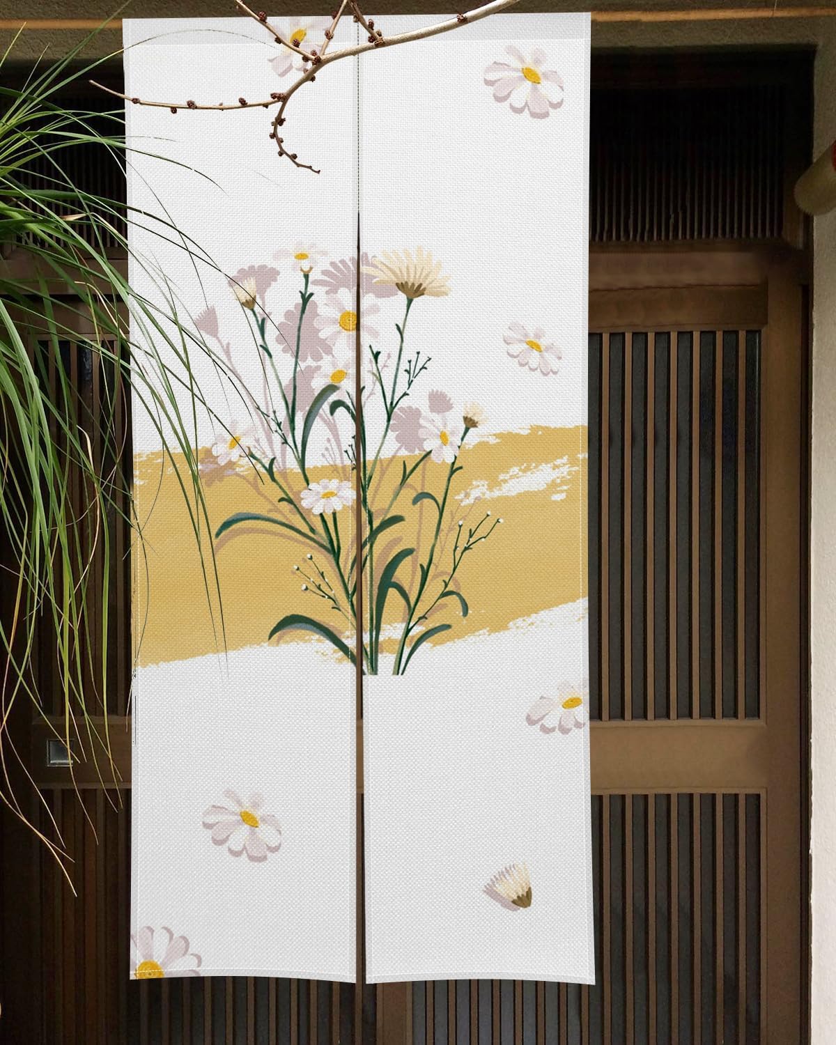 Daisy Flower Japanese Noren Door Curtain 34x60