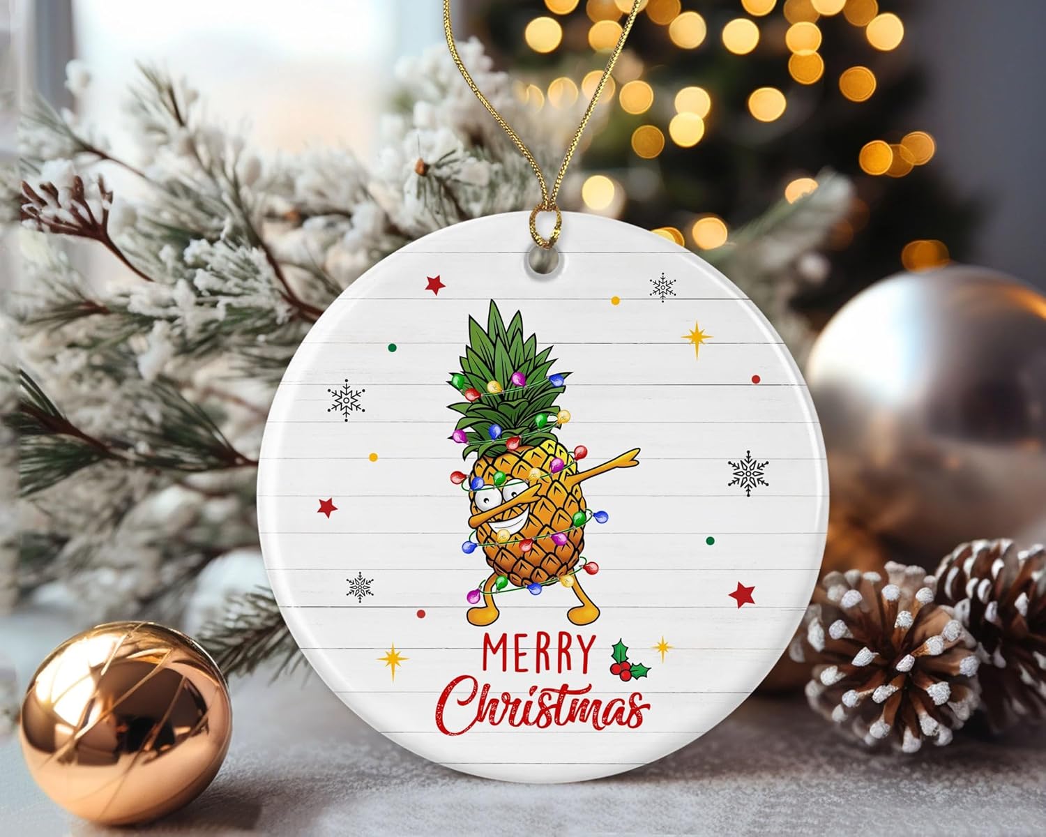 Merry Christmas Pineapple Ornament 2023