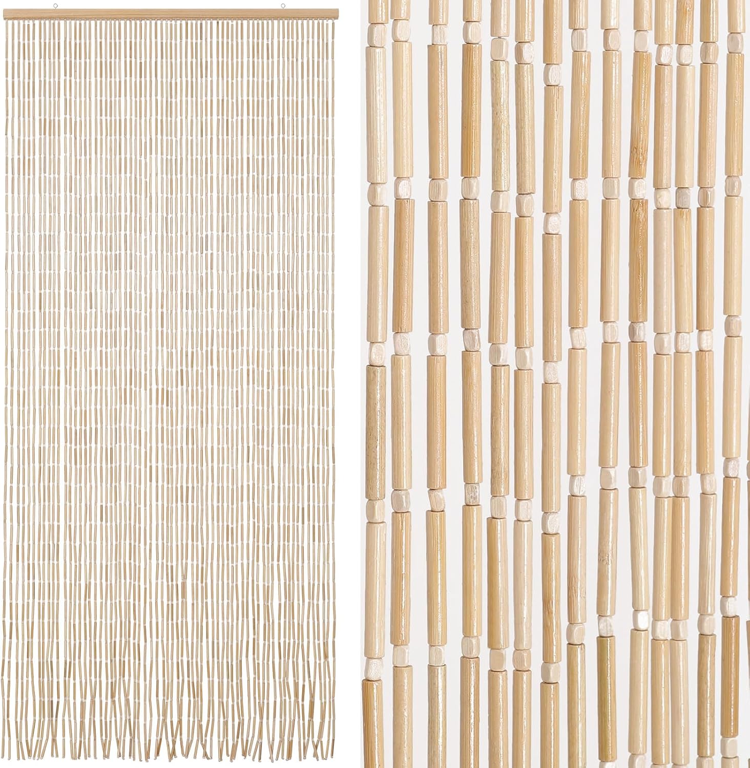 BECHAEO Bamboo Beaded Curtain for Doorway 355 x 75 Inches