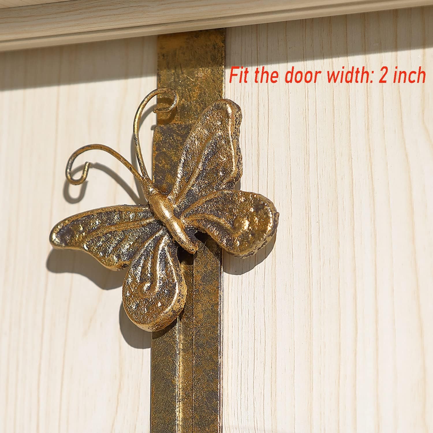 2 Pack Butterfly Wreath Door Hanger 16 Inch Antique Gold