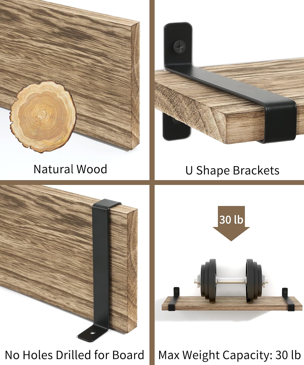 Sapowerntus Wood Floating Shelves Set of 3