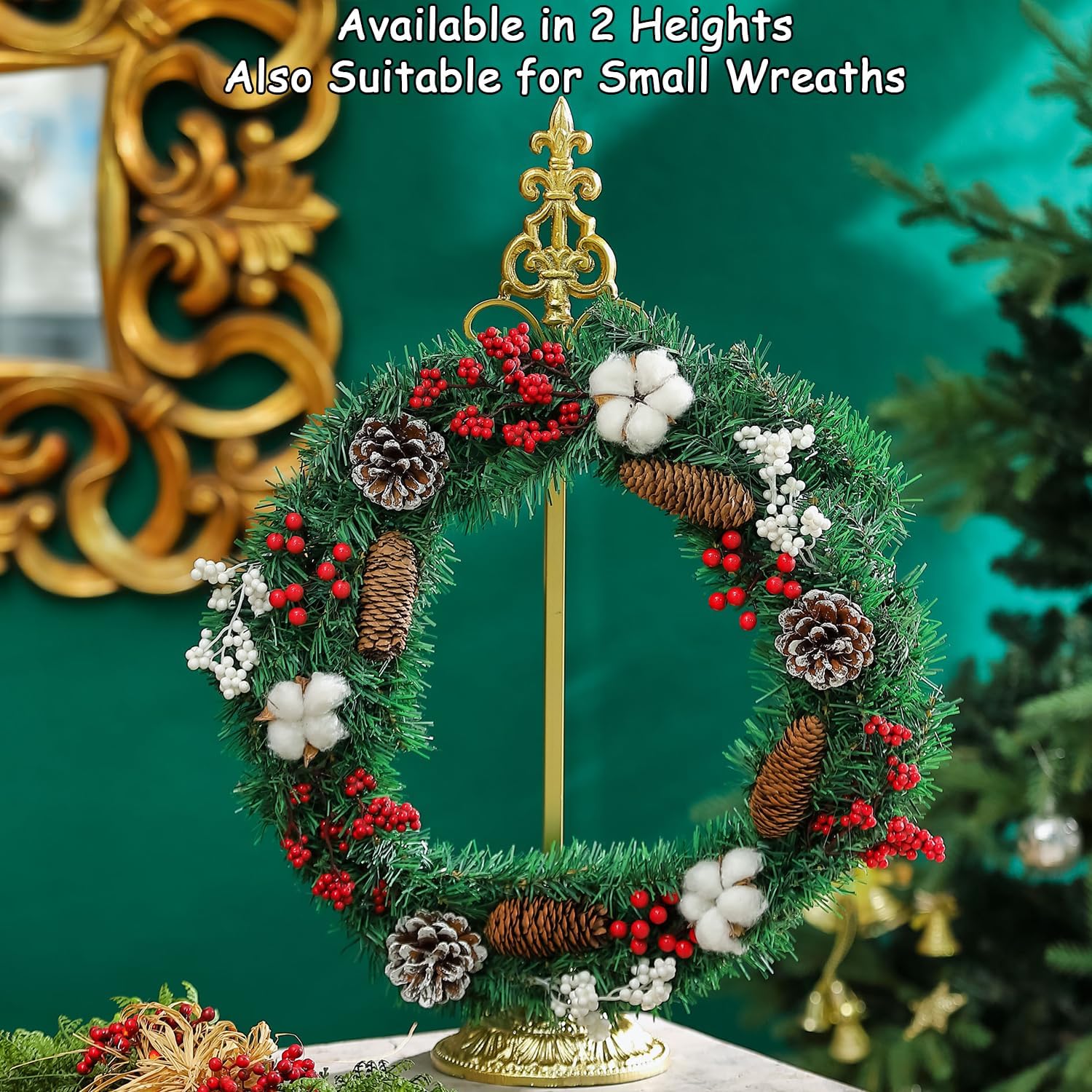 Adjustable Metal Wreath Stand with Wrought Iron Base
