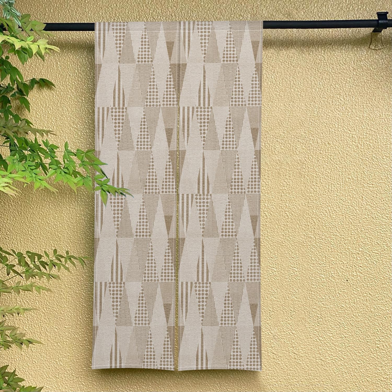 Japanese Noren Door Curtain with Abstract Pattern - 34 x 60 Brown