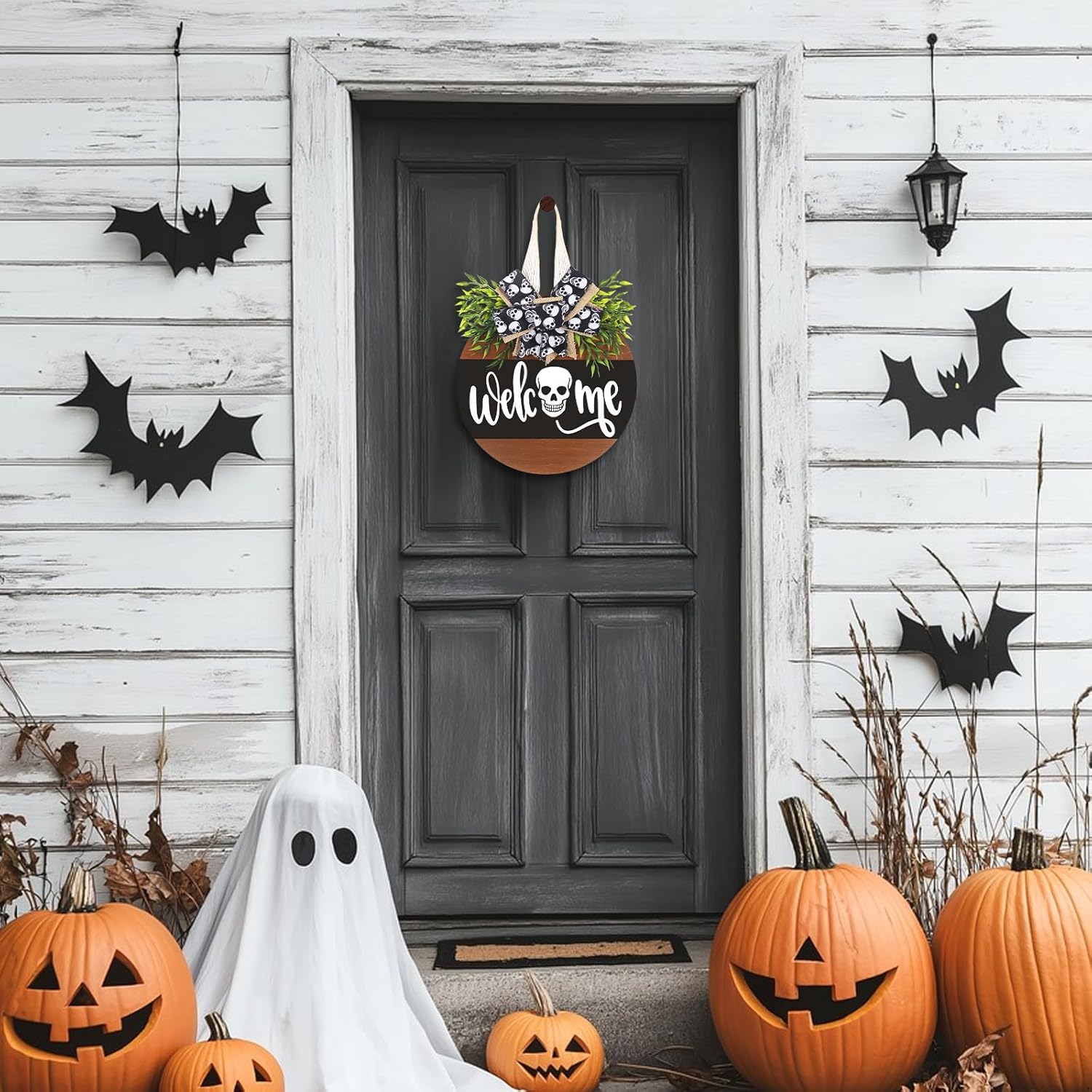 Wenmaqin Halloween Wreath Door Decor Sign