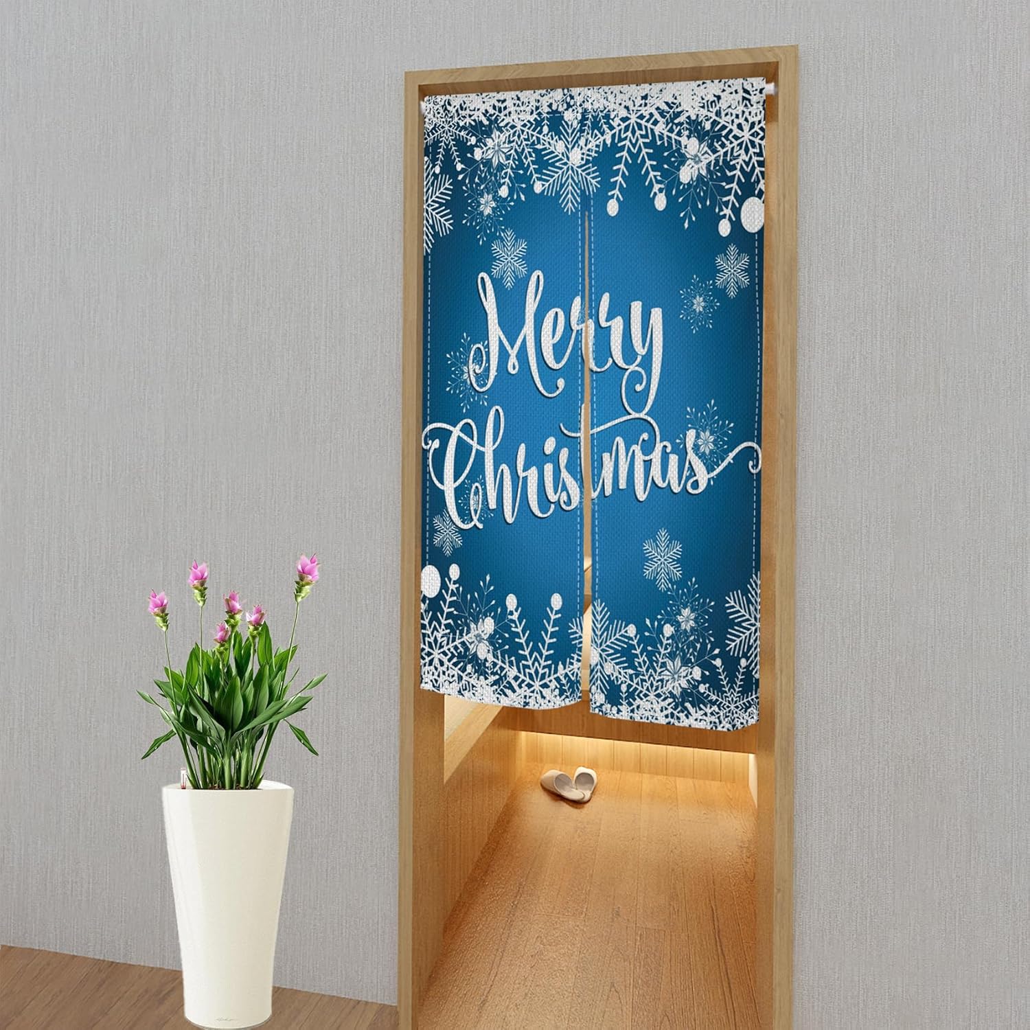 ChloropLastid Blue Snowflake Noren Door Curtain