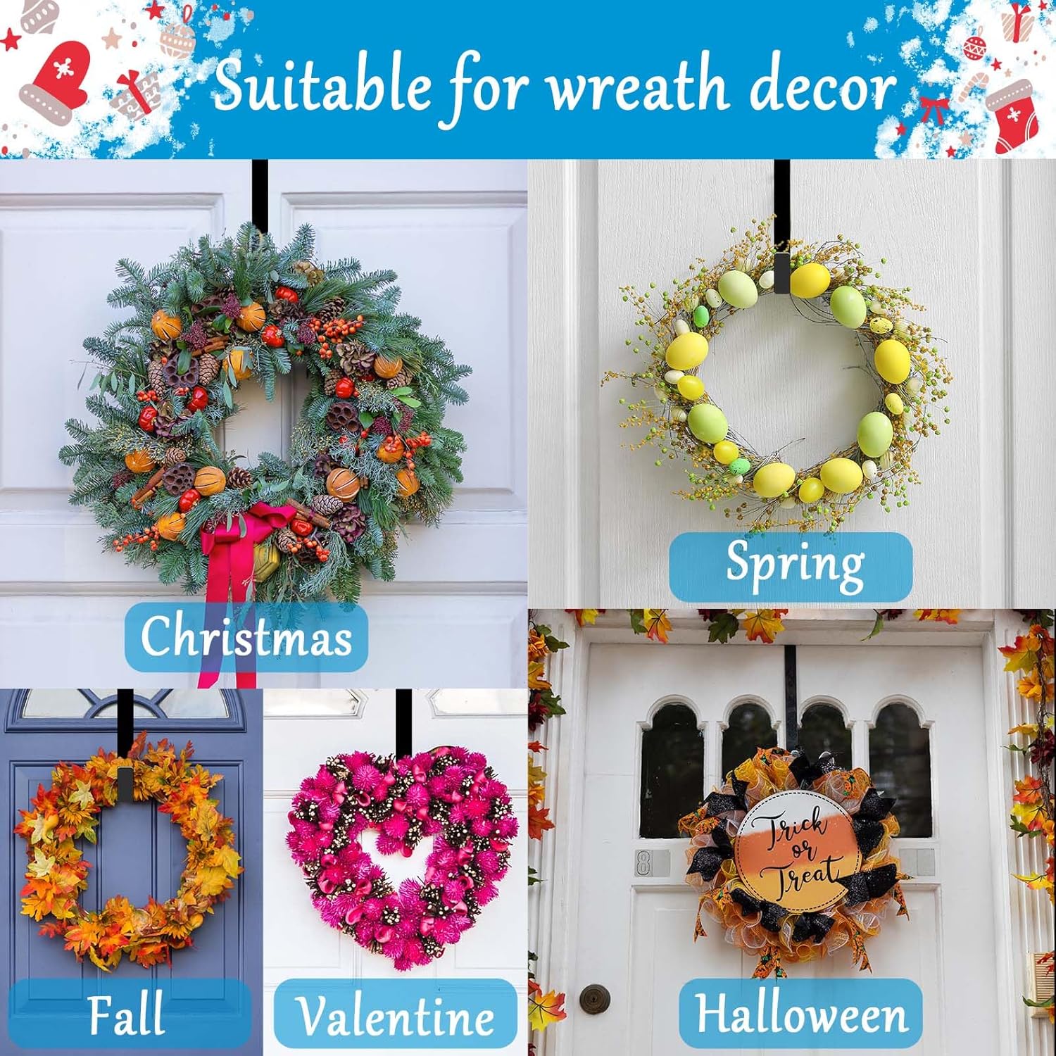 4 Pack 15 Inch Wreath Hangers for Front Door