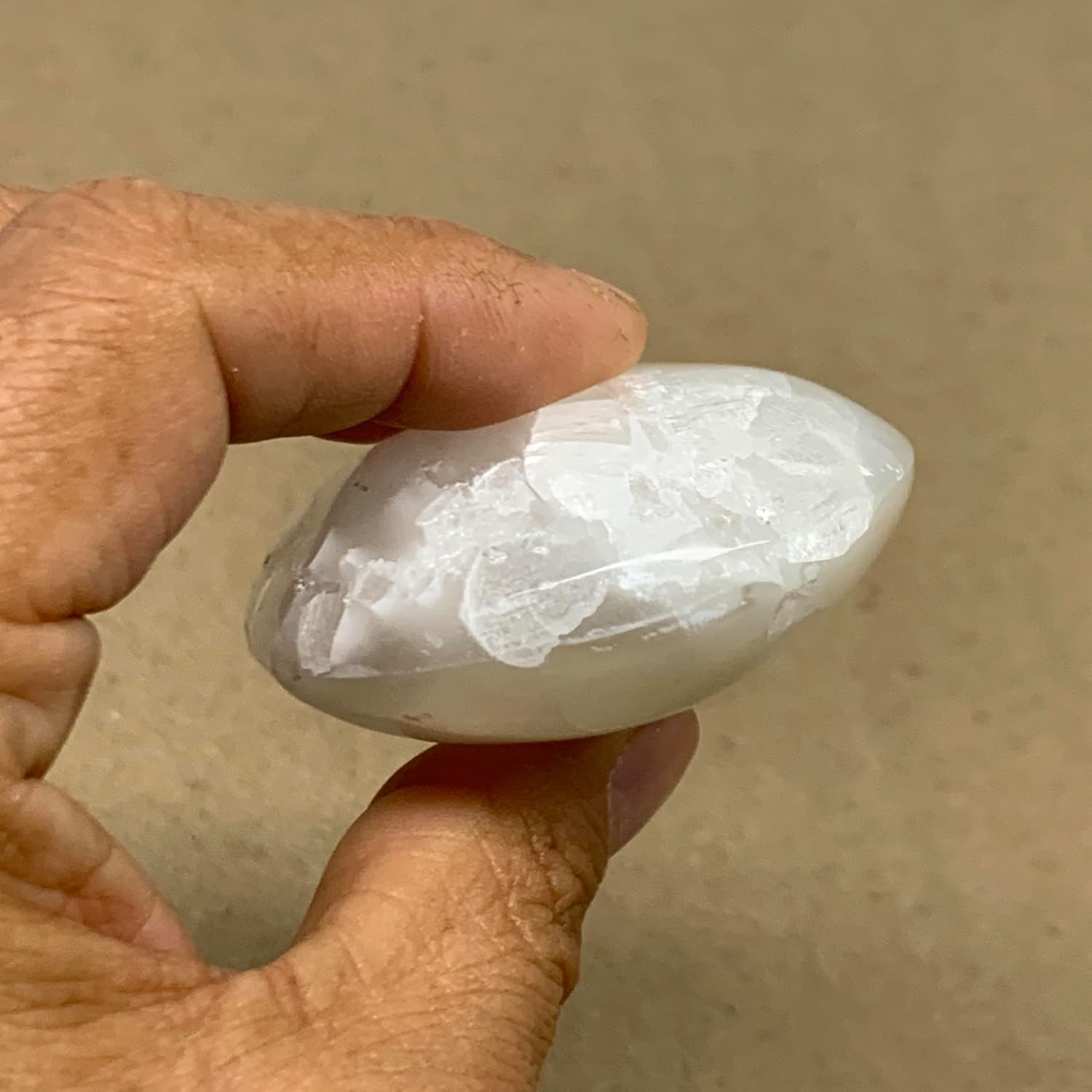 110g Natural Selenite Palm-Stone Crystal Pillow Shape