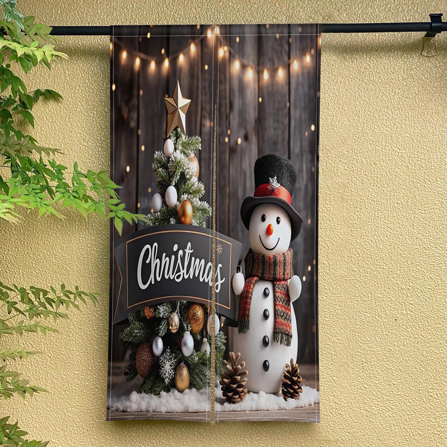 ChloropLastid Japanese Door Curtain Snowman Christmas Divider