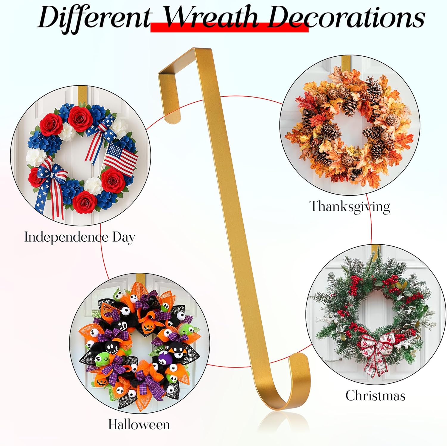 Sturdy Metal Wreath Hangers for Front Door