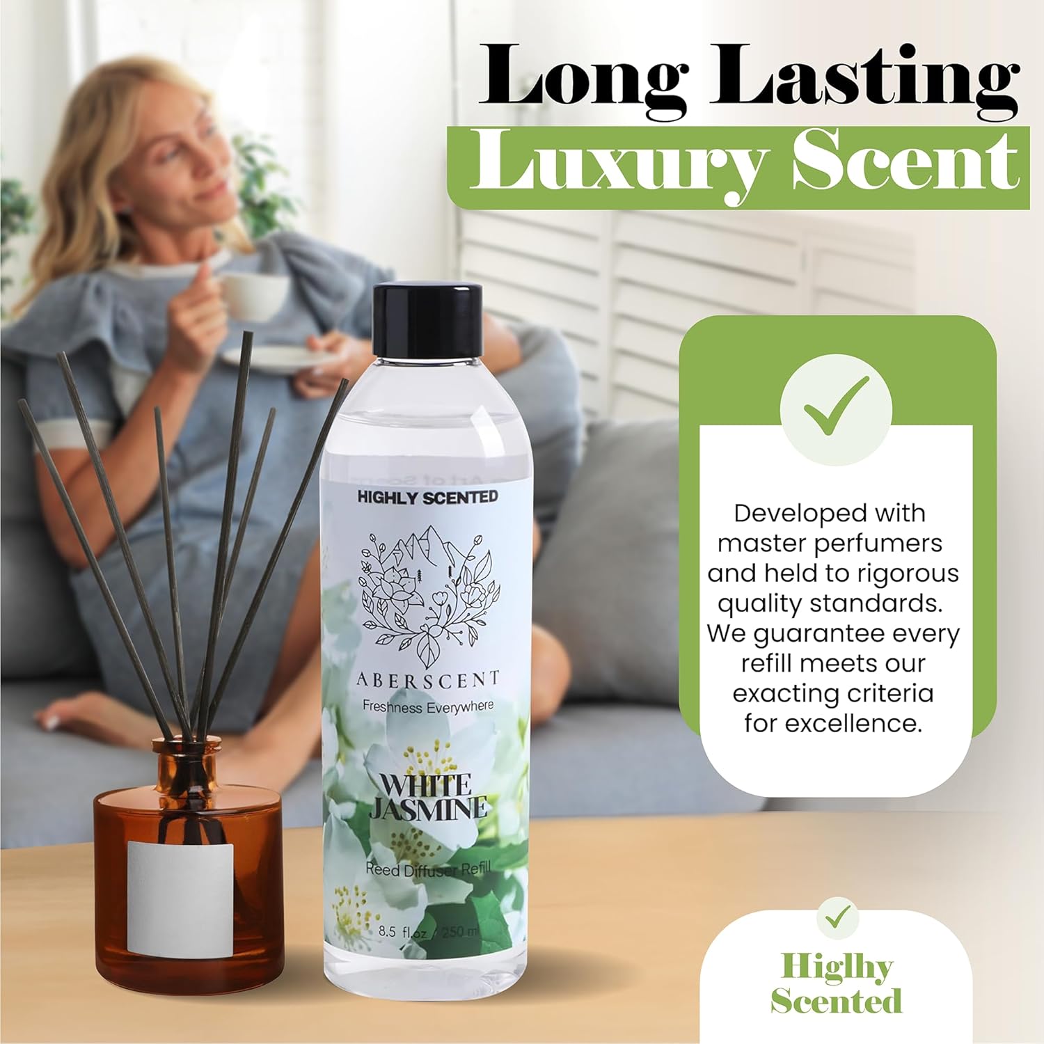 White Jasmine Premium Reed Diffuser Oil Refill 85 Fl Oz