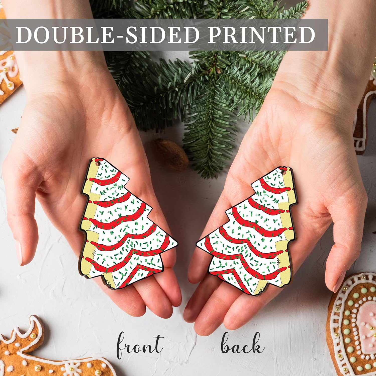 Bobby Creativity 3pcs Farmhouse Christmas Tree Ornament with Sprinkles Frosting Cake