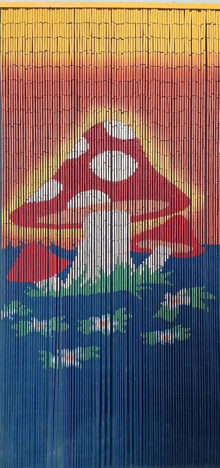 Beaded Curtain 90 Strands Mushroom Hand Painted