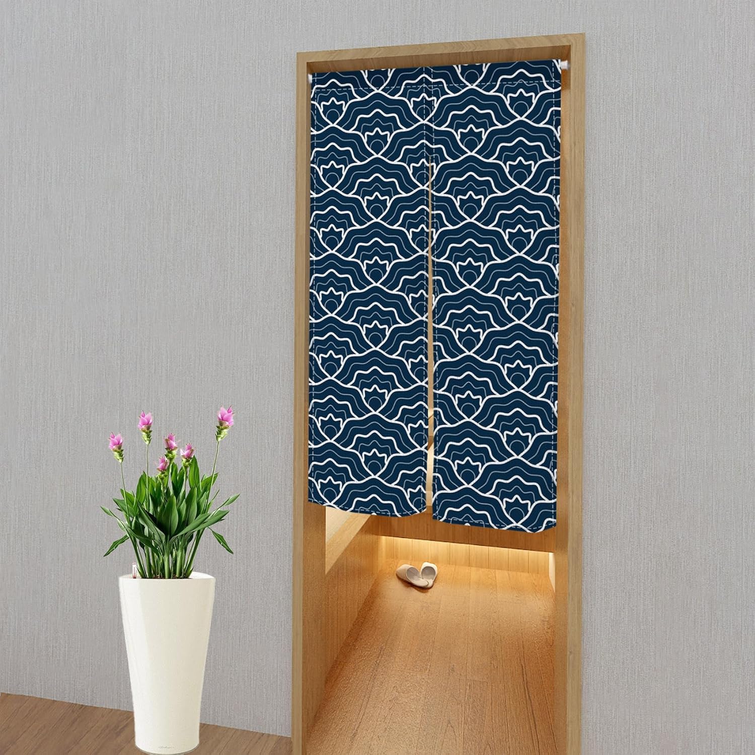 Traditional Japanese Noren Door Curtain Royal Blue 34x60