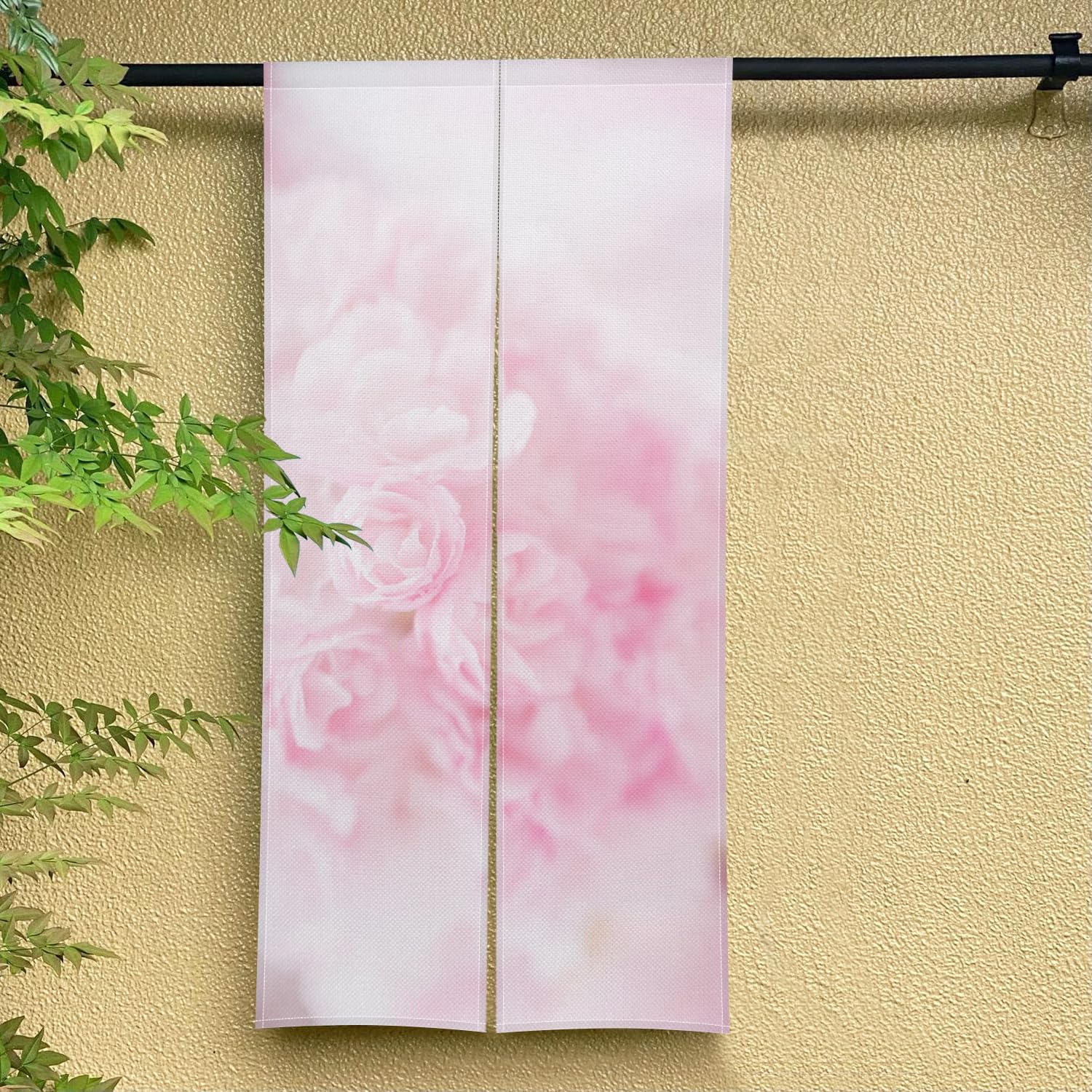 Japanese Style Noren Door Curtain Pink Bloomy Flowers 34x60