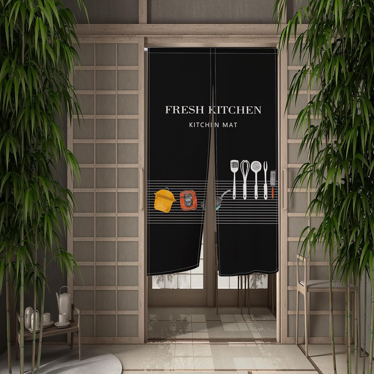 Leowefowa Japanese Doorway Curtain Noren Kitchen Privacy Panel