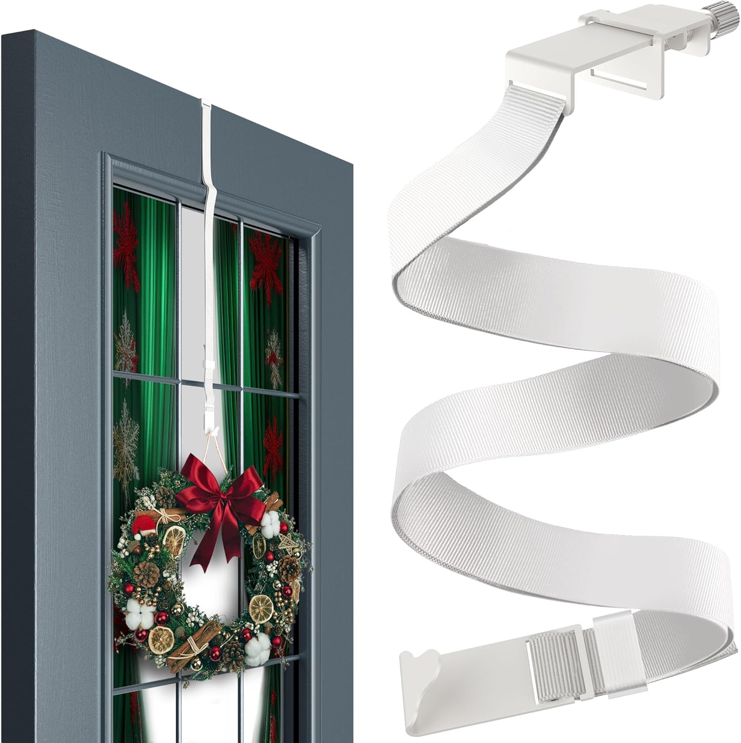 Menz Adjustable Wreath Door Hanger - White