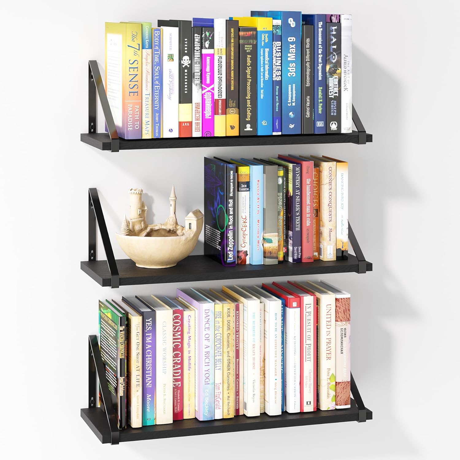 BAMEOS Floating Shelves Rustic Wood Set of 3