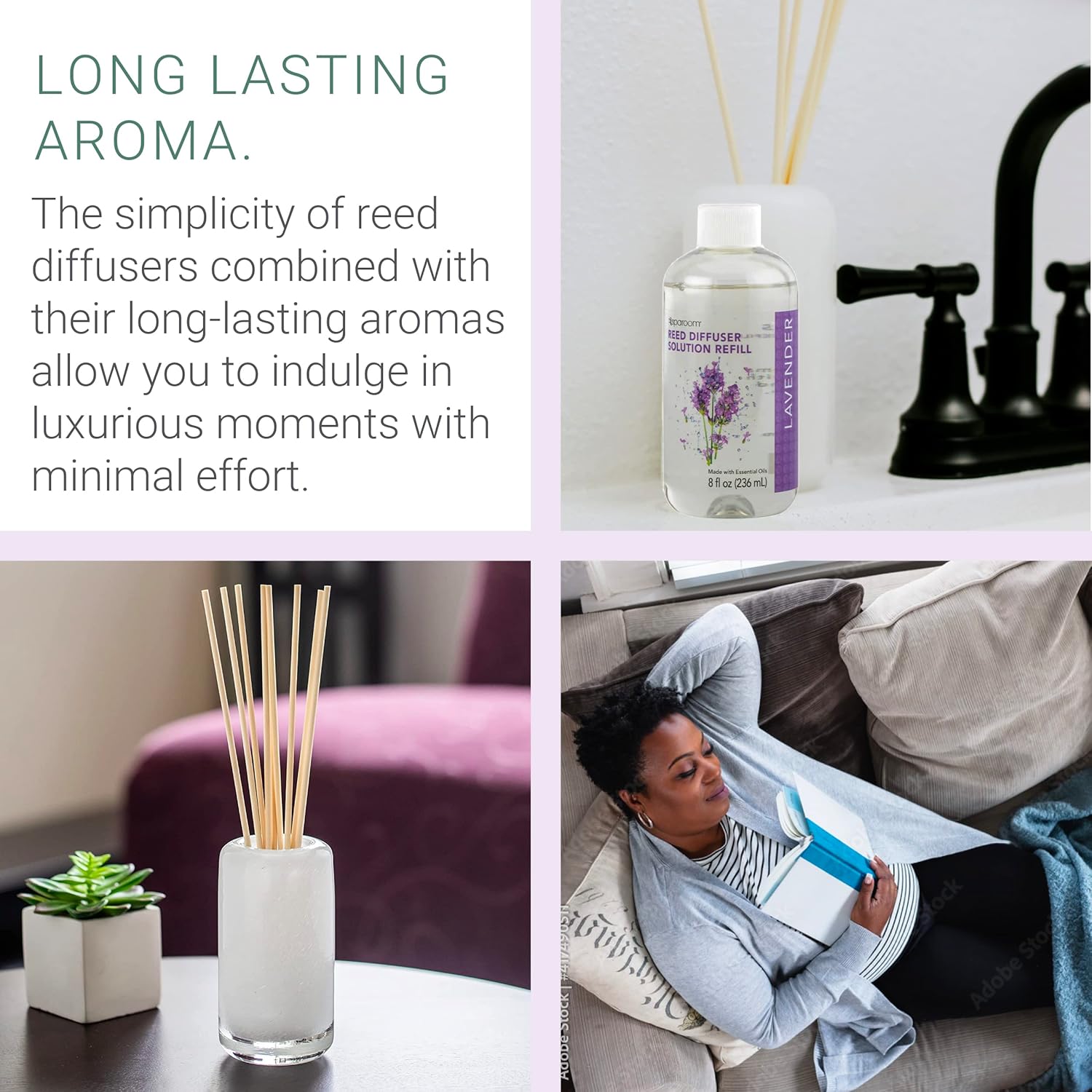 SpaRoom Reed Diffuser Oil Refill Lavender Scent 8oz