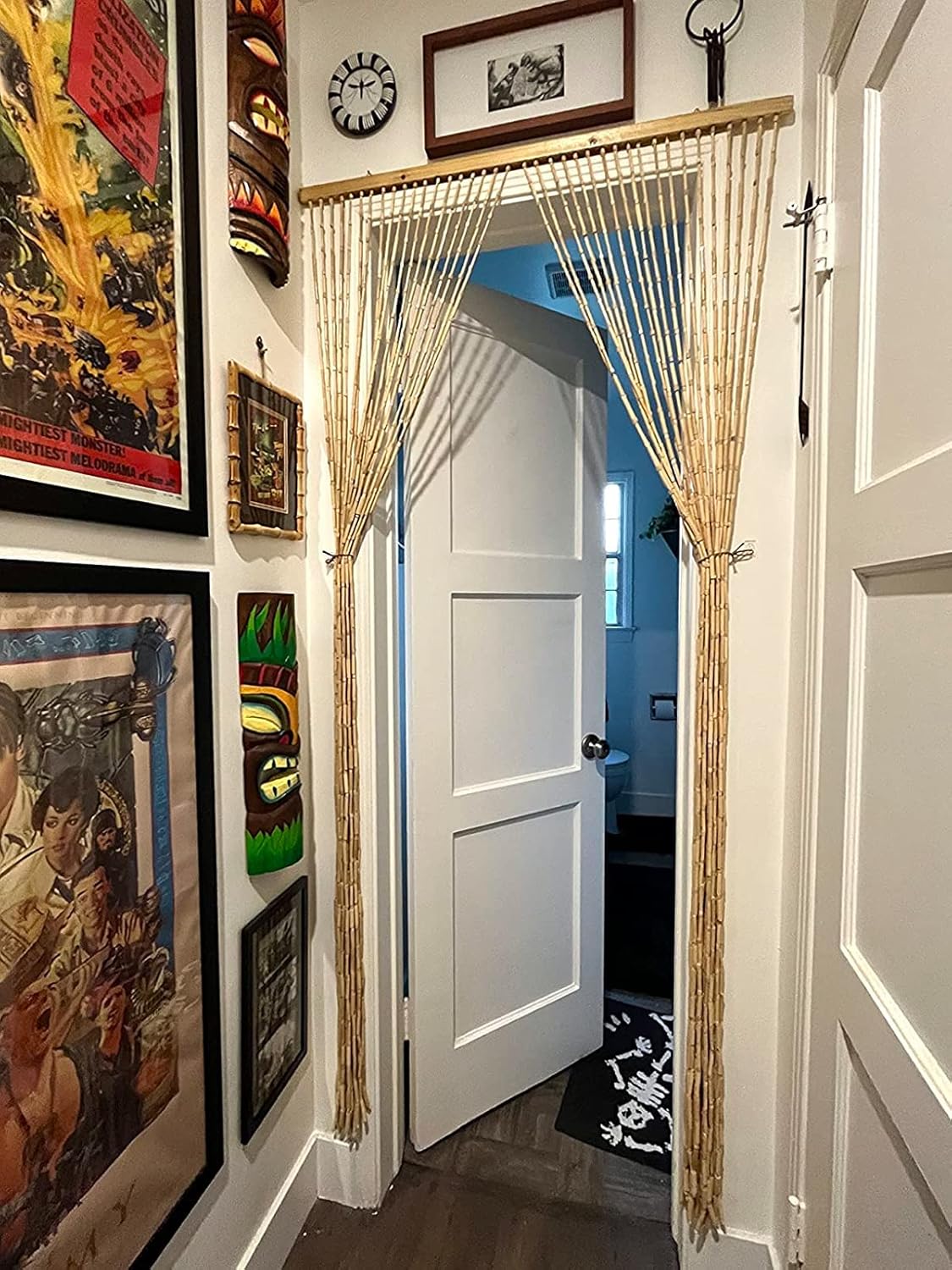 FlavorThings 36x79 inch Natural Wood Bamboo Beaded Curtain Room Divider