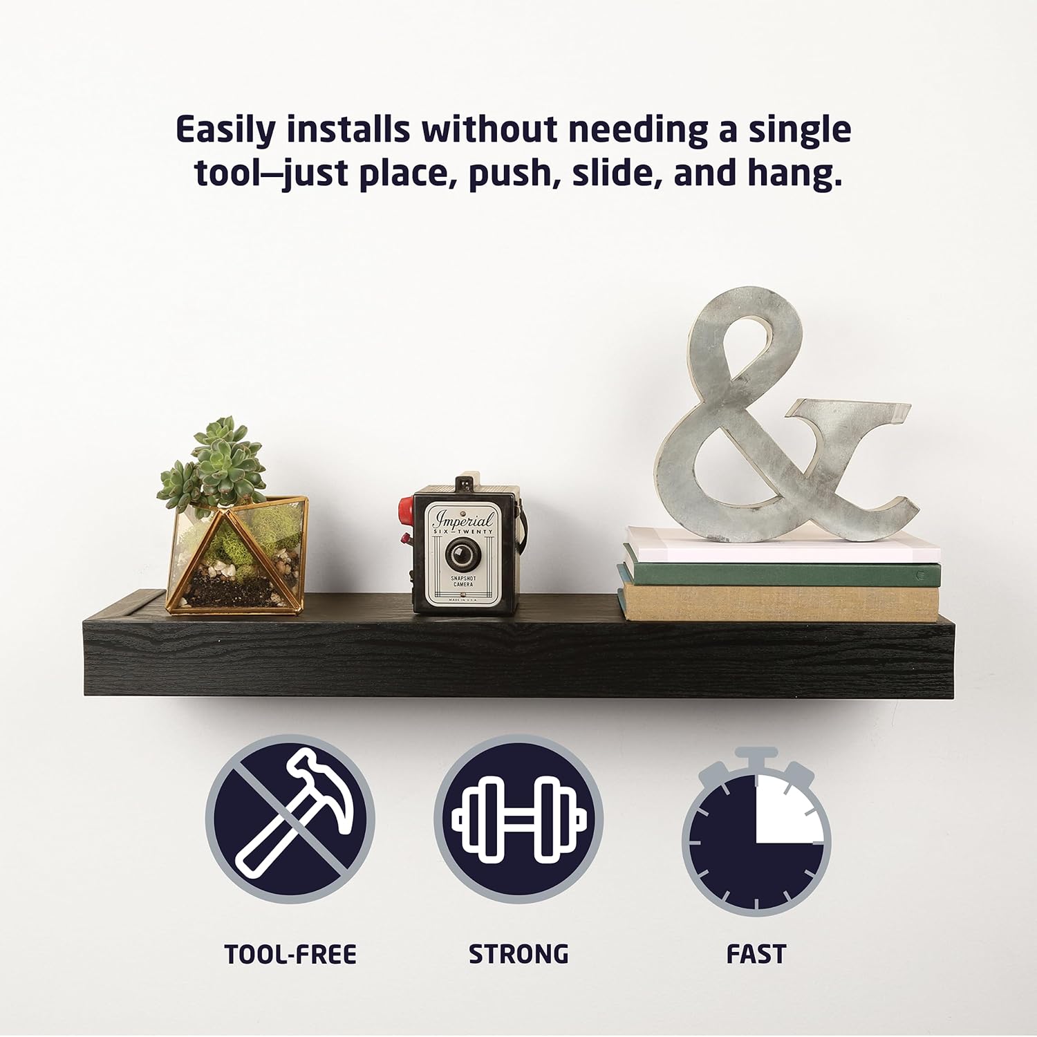 HIGH MIGHTY 18 Inch Floating Shelf 15 Lbs Black