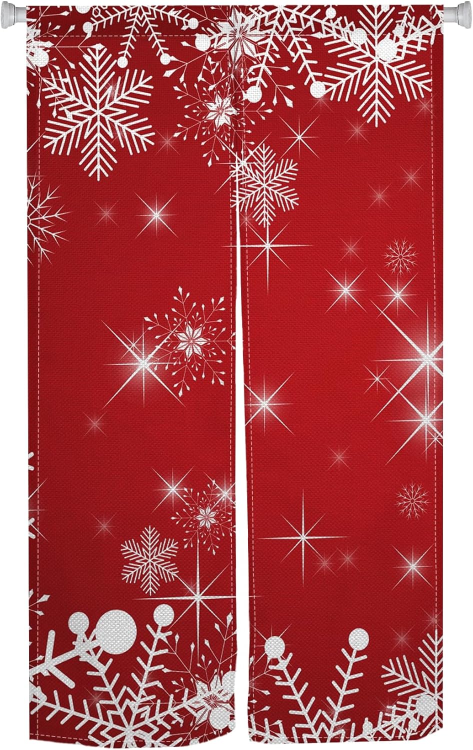 Christmas Red Noren Door Curtain with Snowflake Design