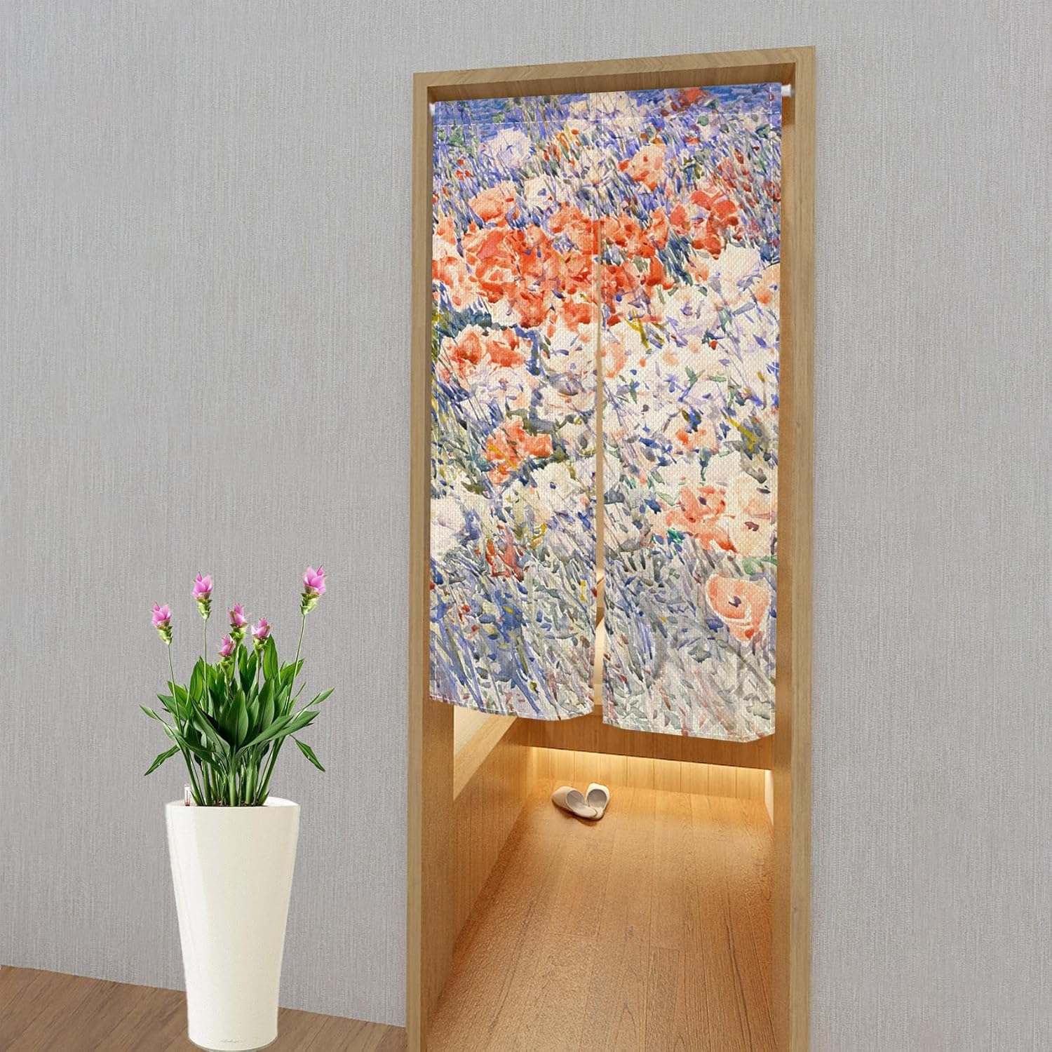 Japanese Noren Door Curtain Abstract Floral Style Panel